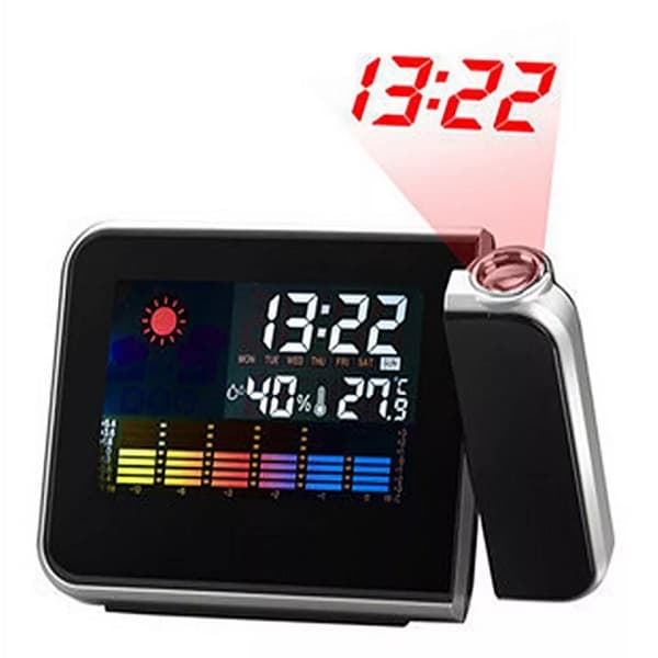 RELOJ DE PROYECCION CON ALARMA NEGRO