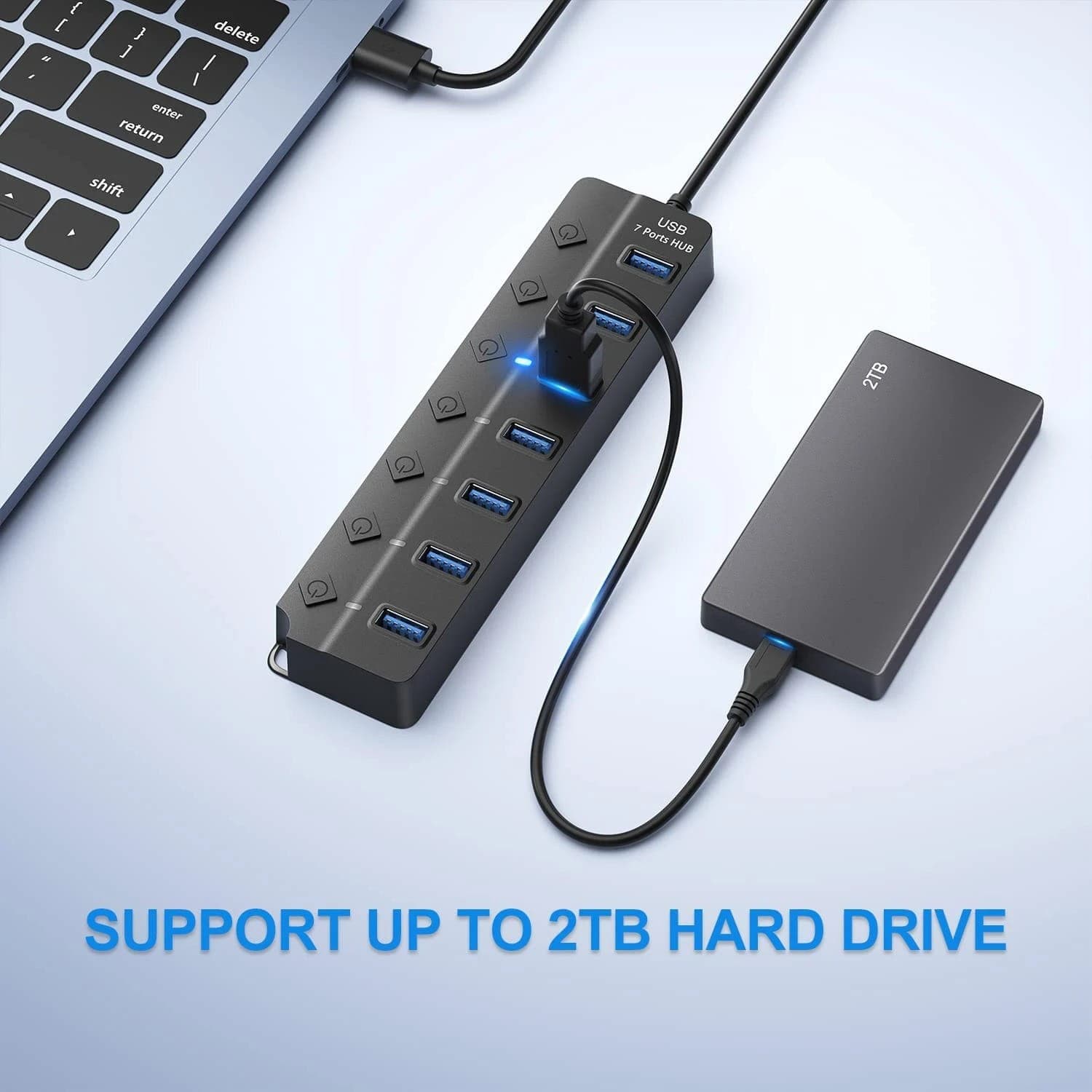 Multiplicador de puertos USB de 7 puerto
