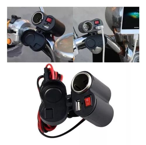 Cargador USB+Cigarrera Para moto