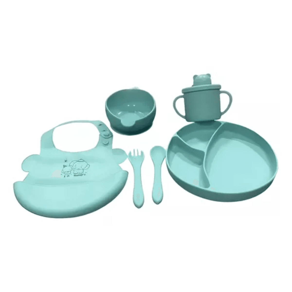 Set Platos Con Cubiertos Y babero