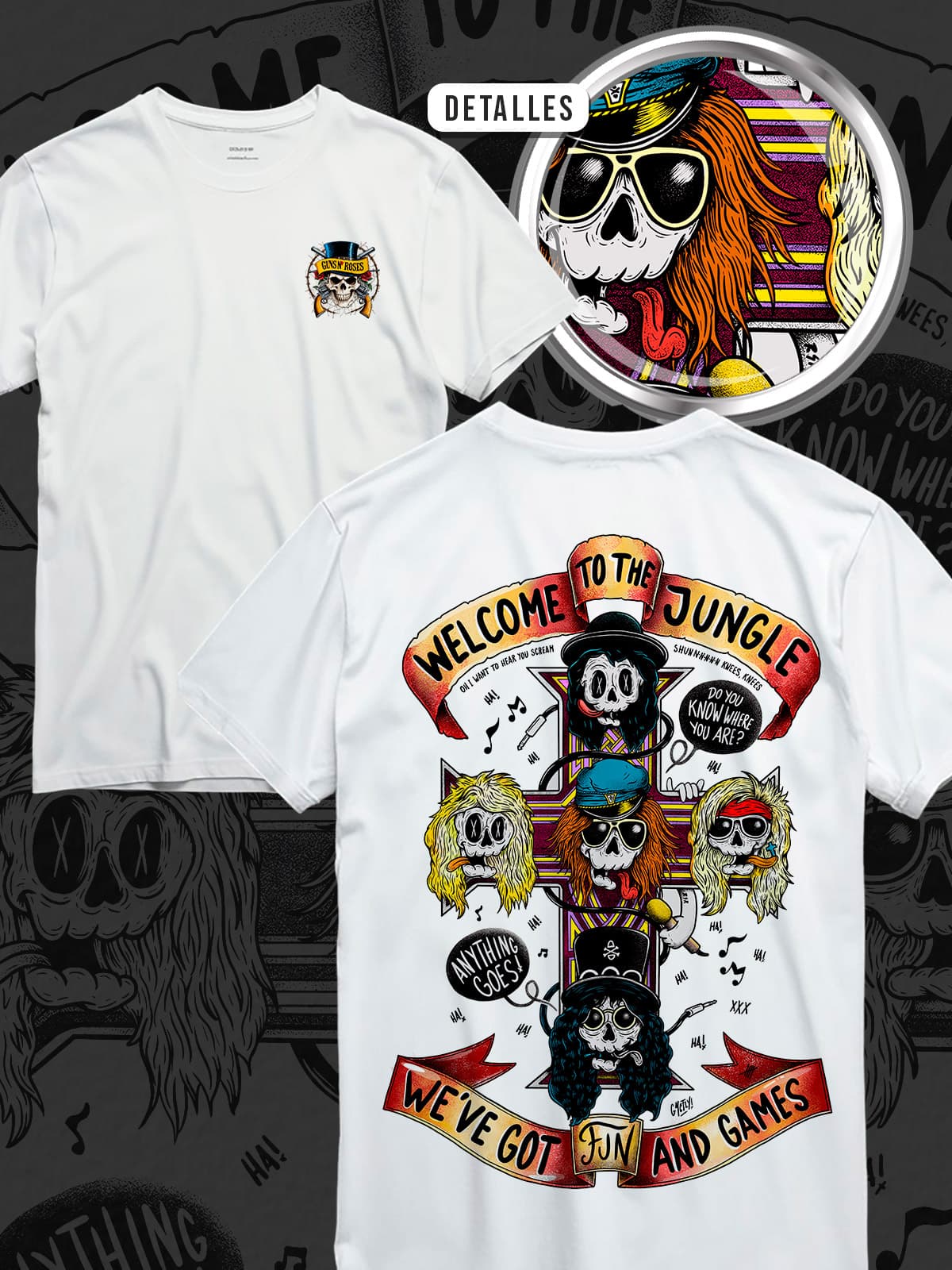 CAMISETA GUNS AND ROSES #3 BLANCA