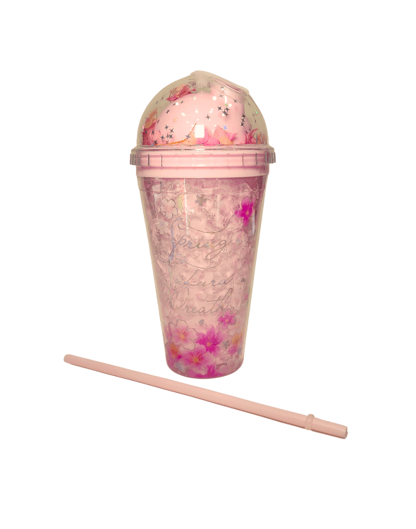 Vaso Pitillo Rosas Rosado