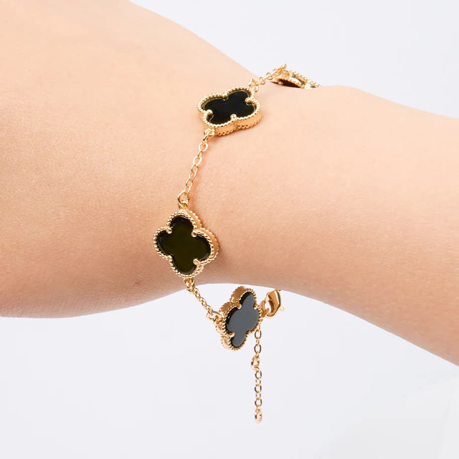 PULSERA TREBOL VAN CLEEF RODINADA Y CAJA