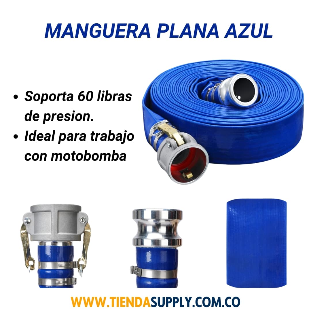 MANGUERA PLANA DE 1 PULGADA AZUL