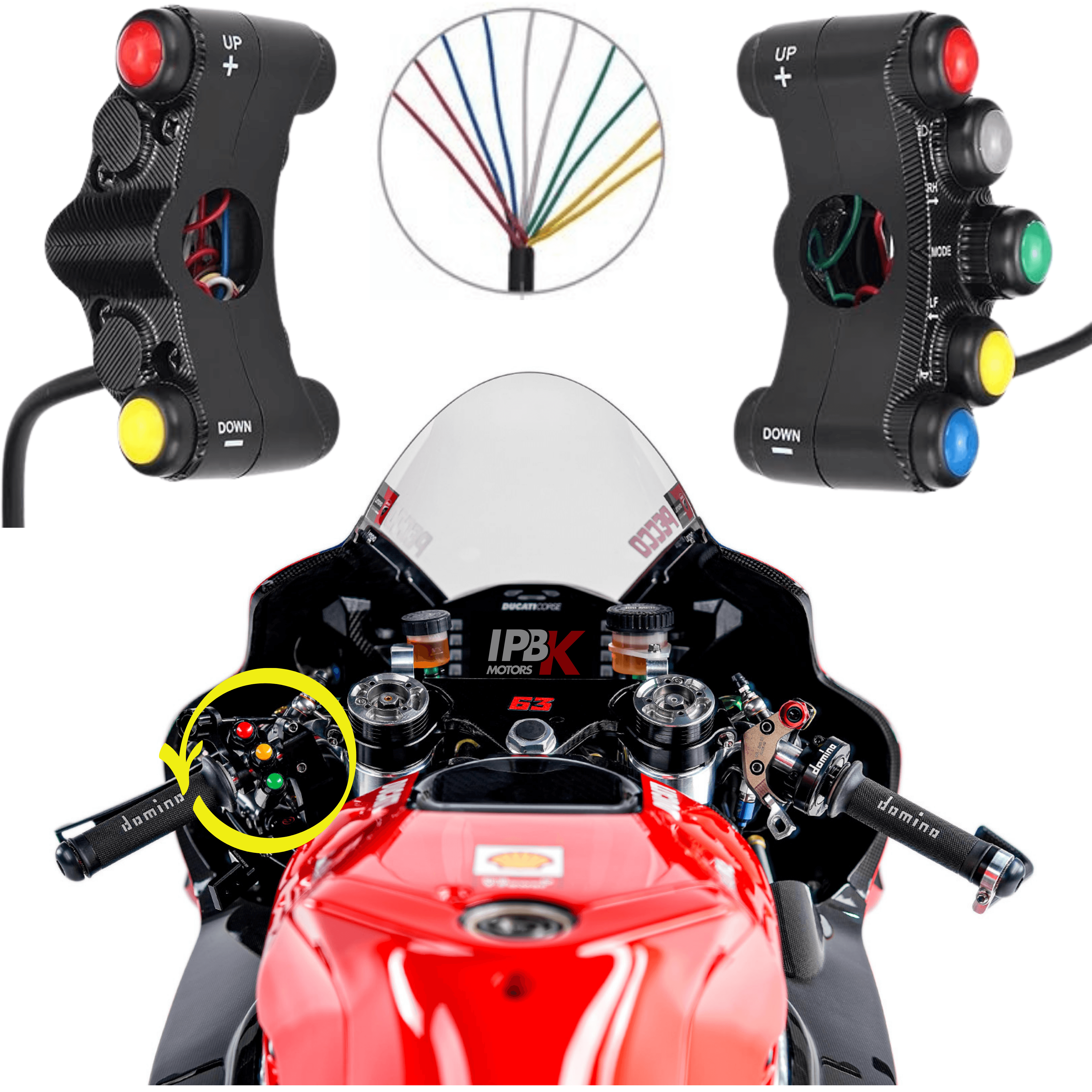 Mando swich 7 botones moto domino luces