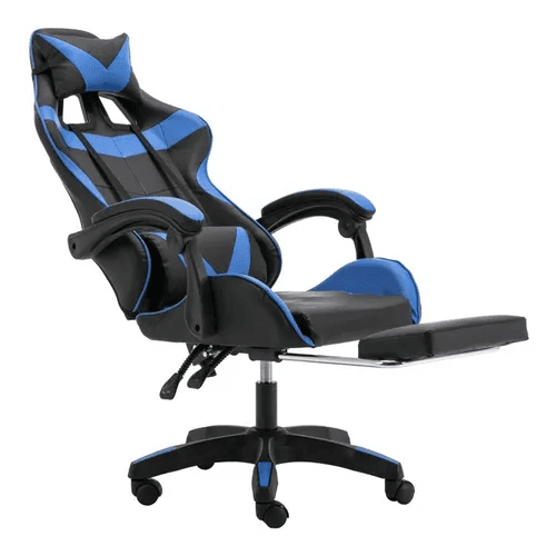 Silla Gamer Con Reposapies Azul