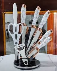 Set De Cuchillos Mármol Lujo