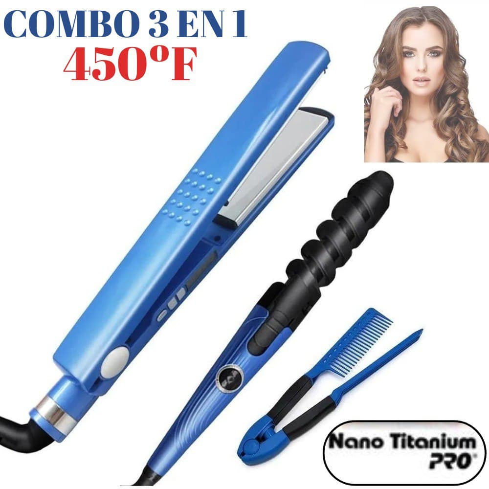 Combo Nano Titanium 3 En 1 Plancha