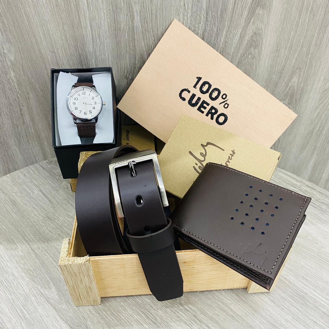 COMBO CUERO VELEZ + RELOJ
