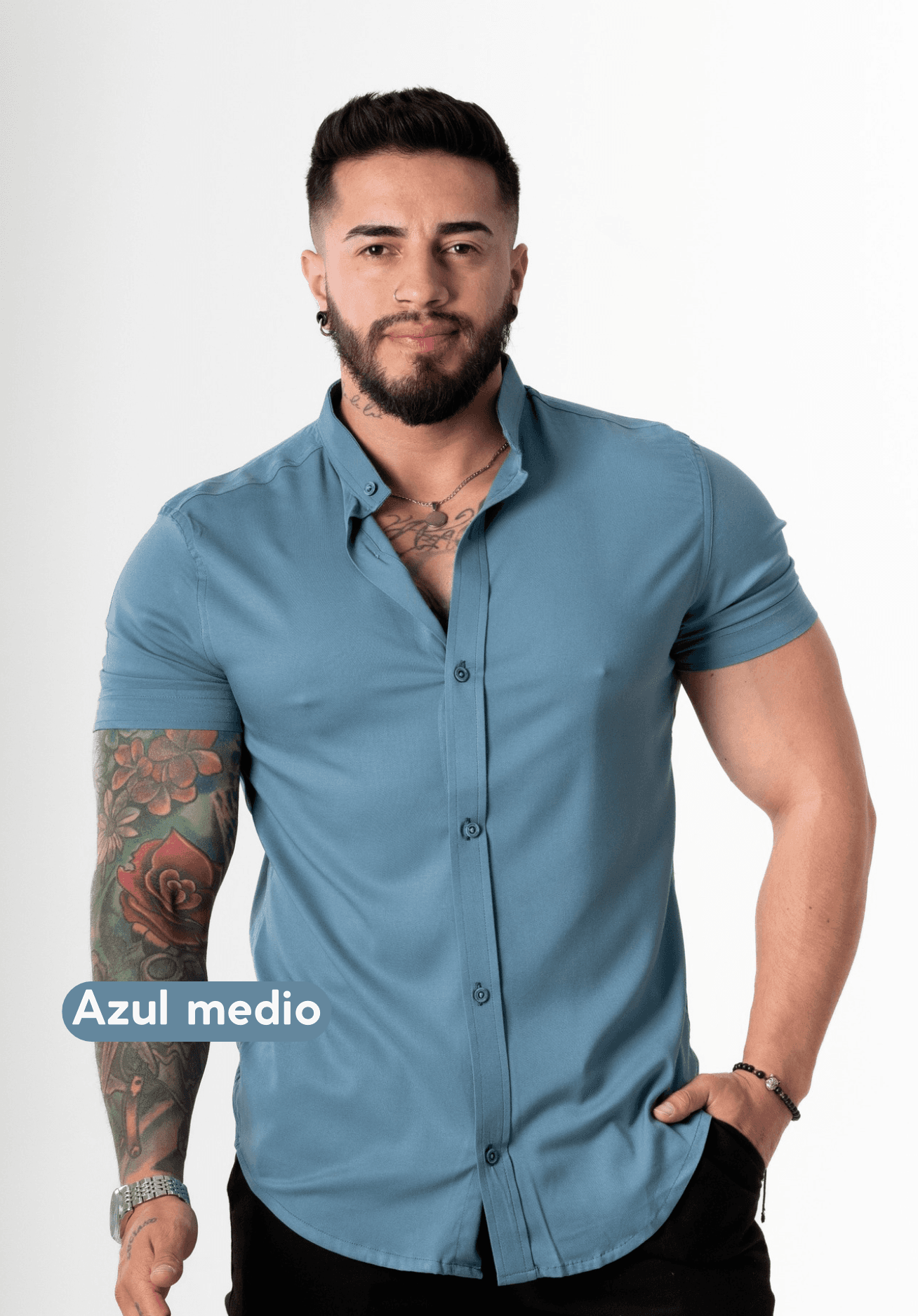 Camisa Chalis Azul Medio