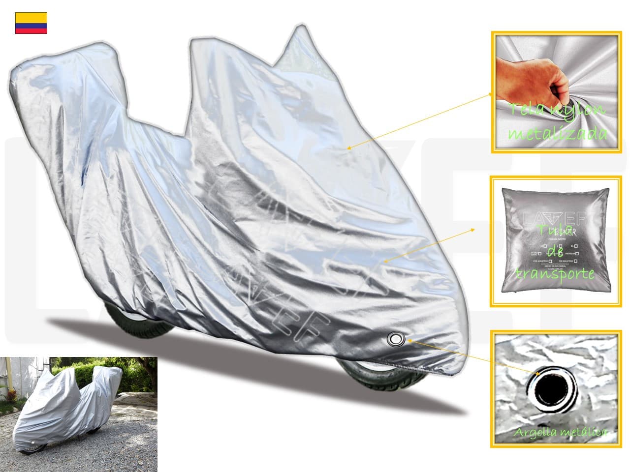 Carpa Pijama Moto con  Maletero Plateada