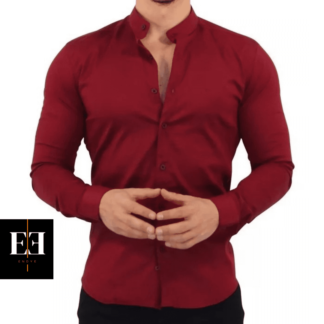 Camisa Manga larga unicolor cuello mao