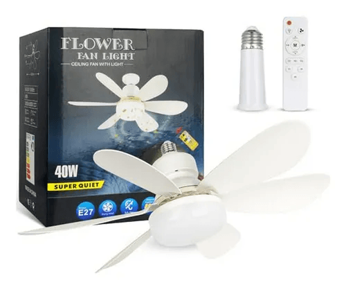Ventilador con Luz y Control Remoto flor