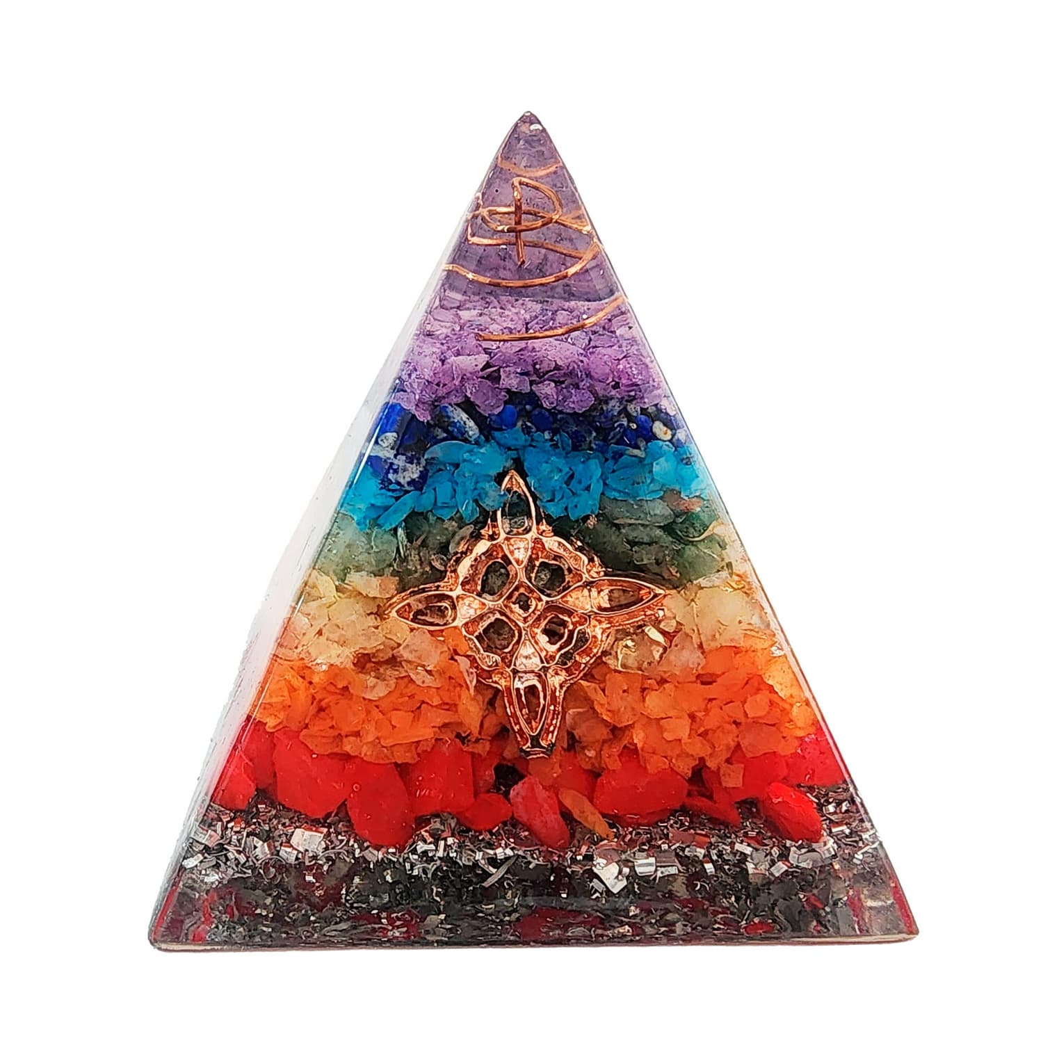 Pirámide 7 Chakras Piedra Natural Orgoni