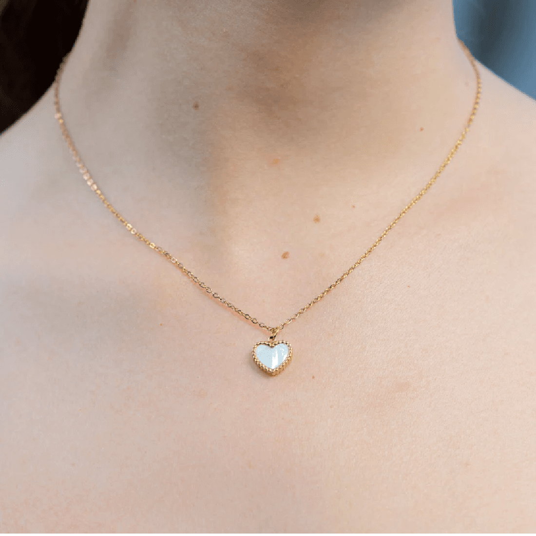 Cadena White Heart Mujer-Oro Laminado 18