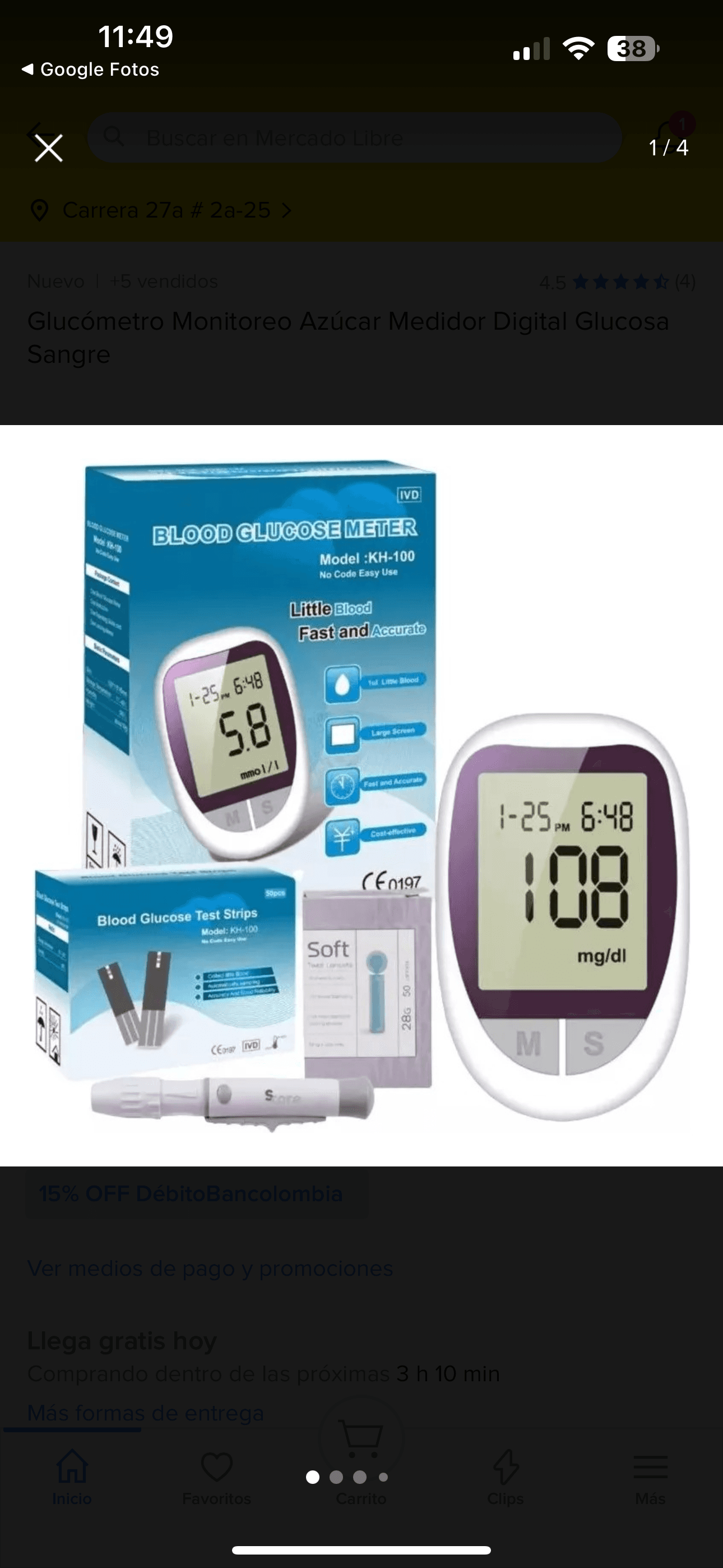 Glucometro medidor digital de glucosa