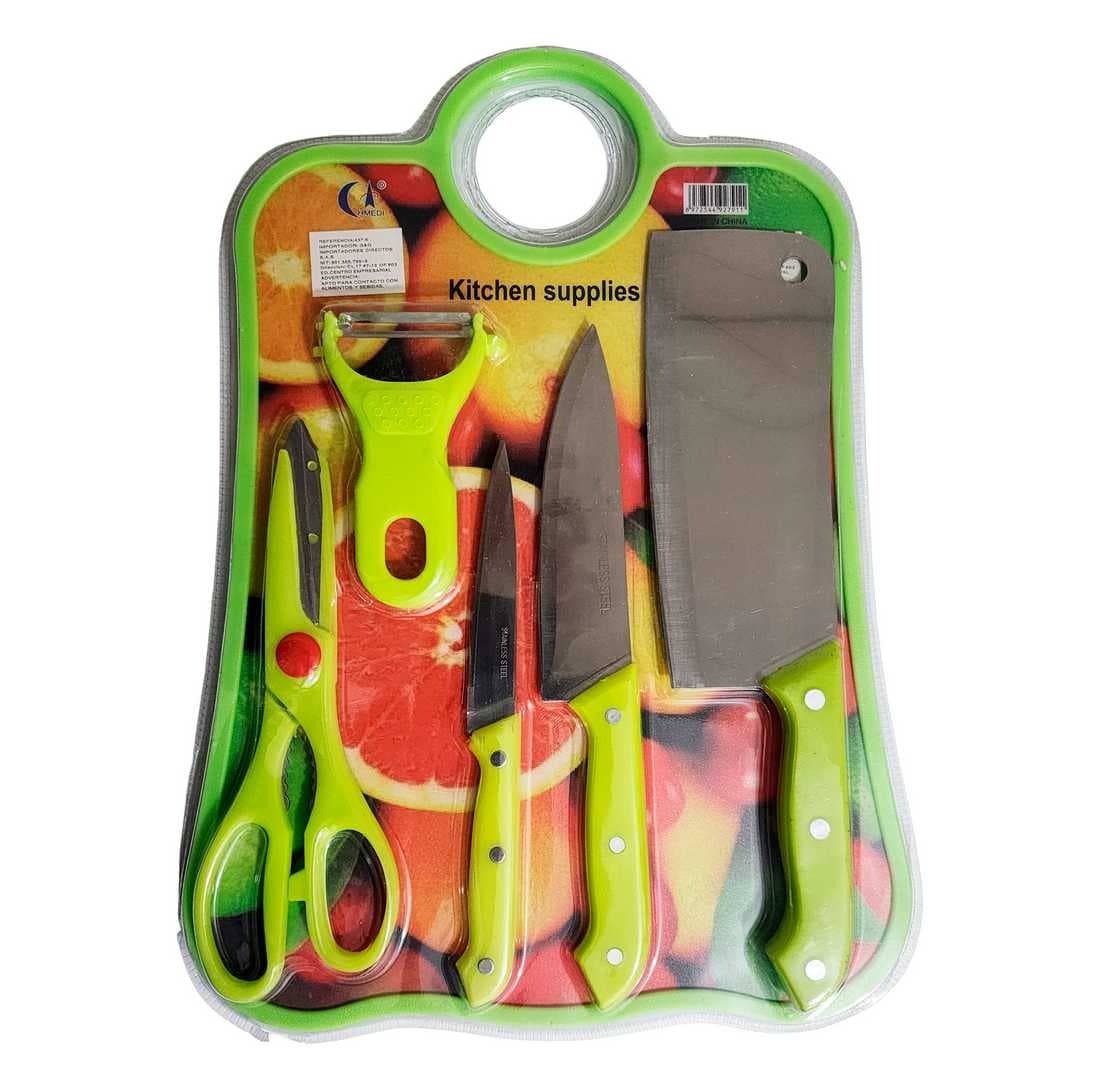 Set De Cuchillos 5pz Tijera Y Cortador