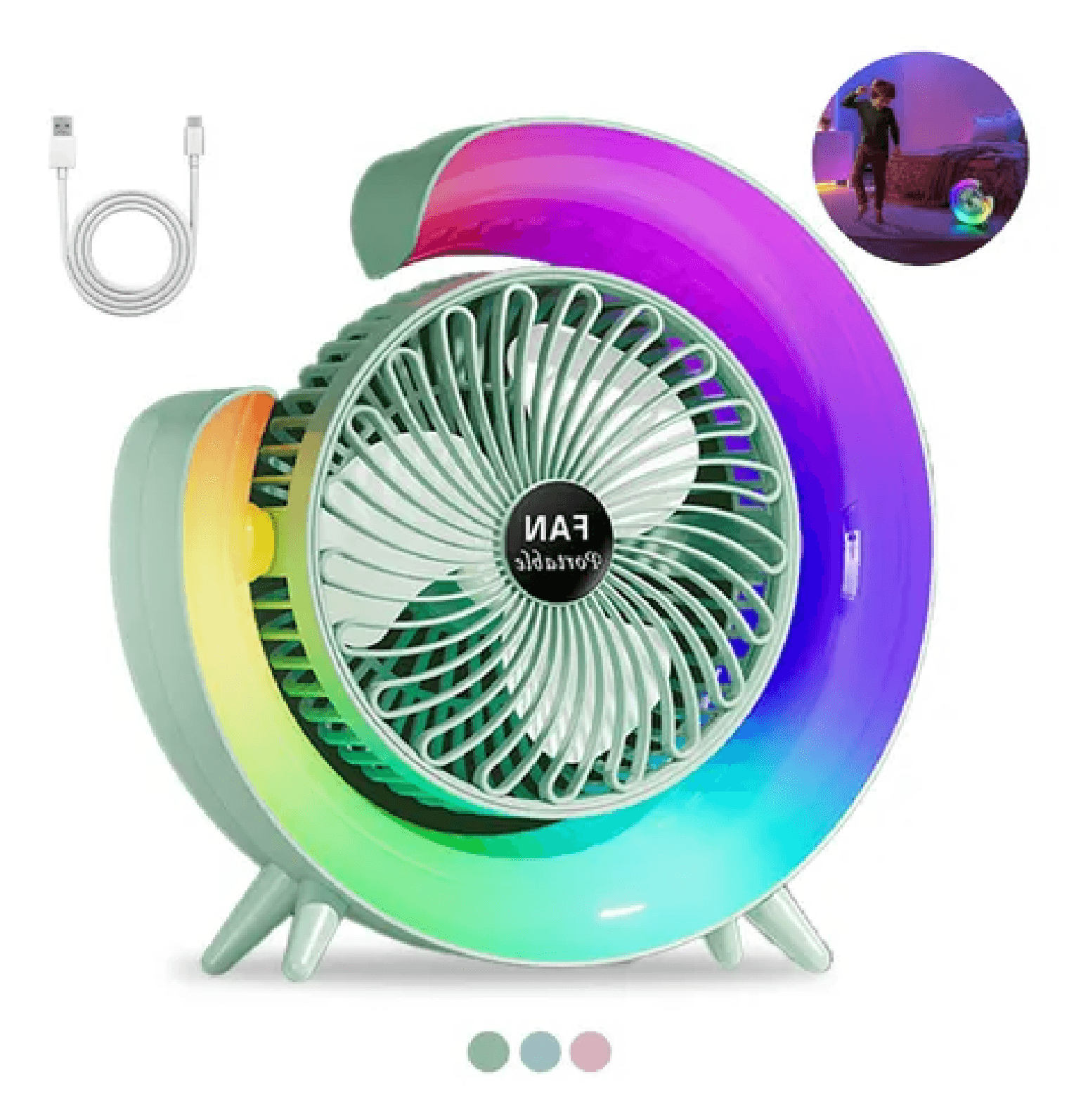 Ventilador portátil tipo G con Lampara