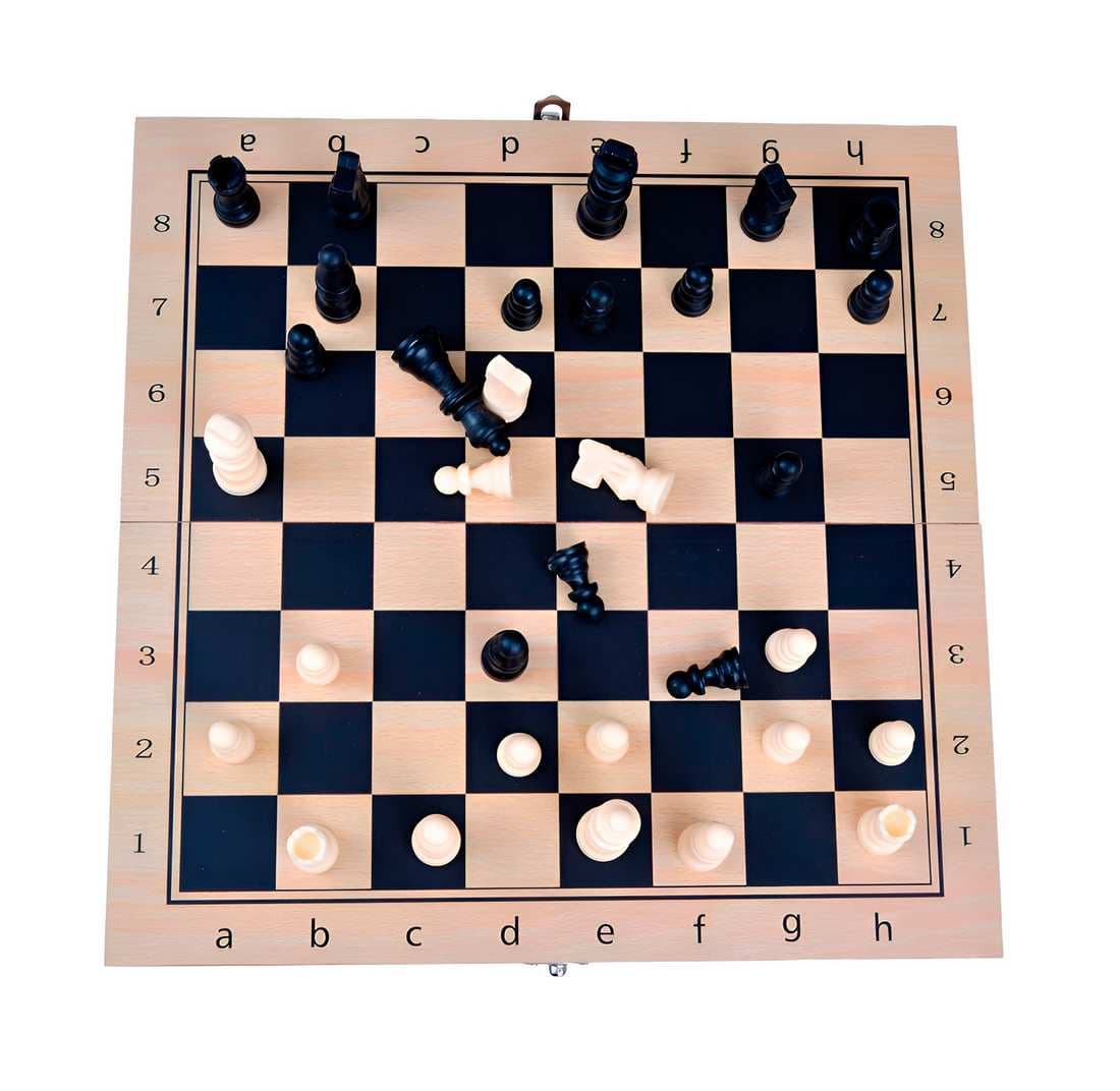 Juego De Mesa En Madera Ajedrez Y Backga