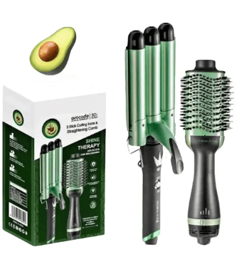 Combo Aguacate cepillo +Rizadora 3 tubos