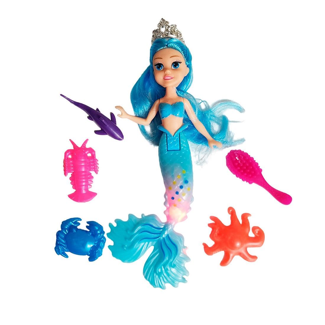 Muñeca Princesa Sirena Con Peine + Anima