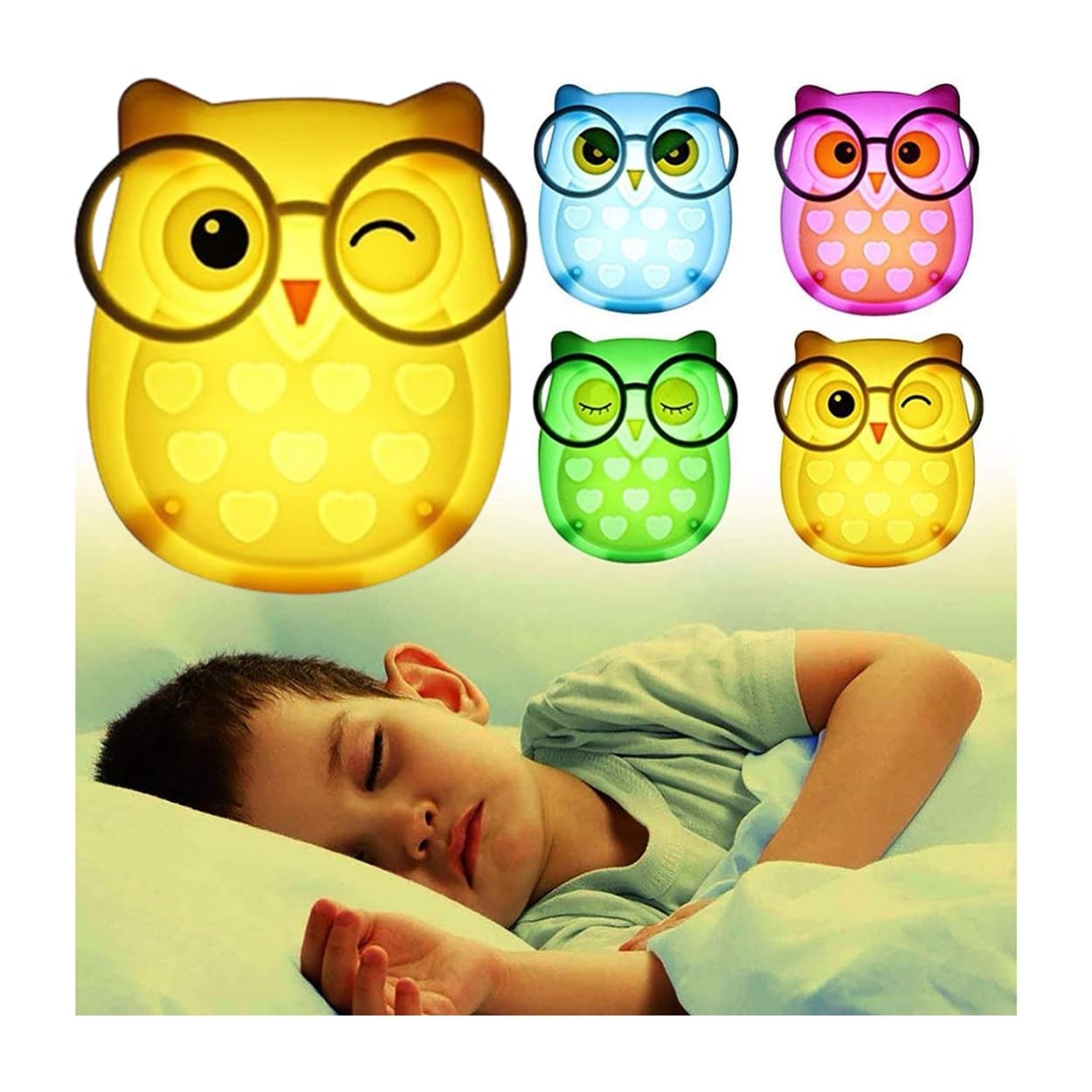 Lámpara Búho Infantil Luz Led Nocturna