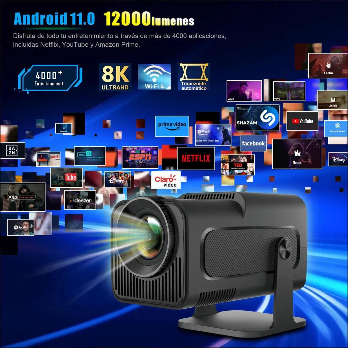 Mini Proyector Smart 4k Hy320 Wifi BT HD