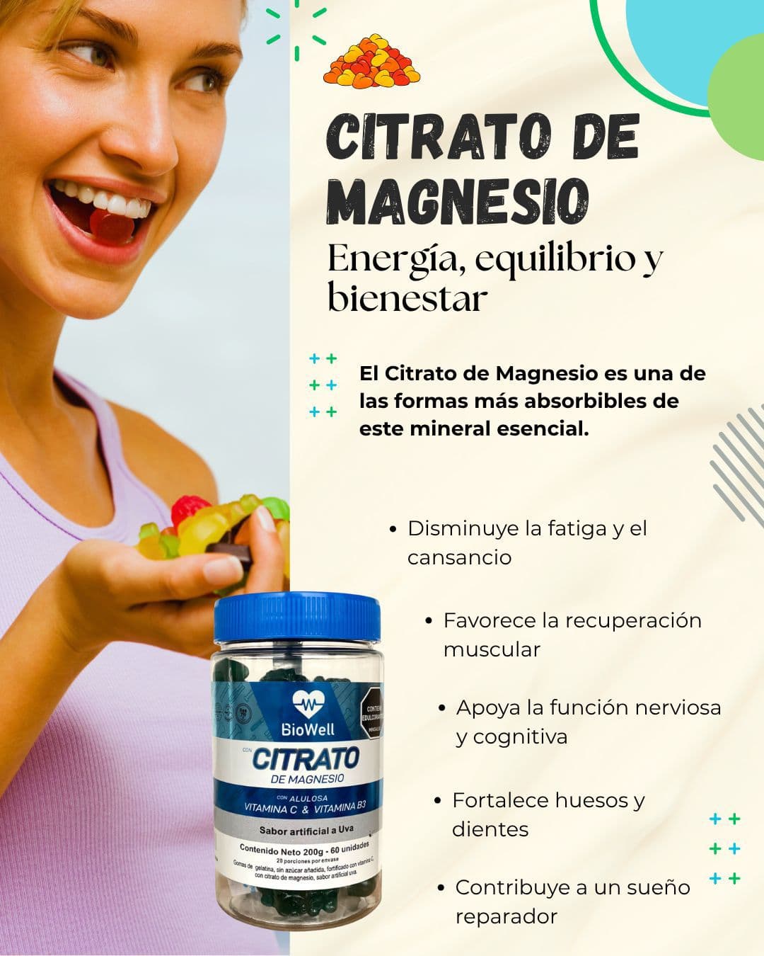 Gomas de citrato de magnesio - Biowell