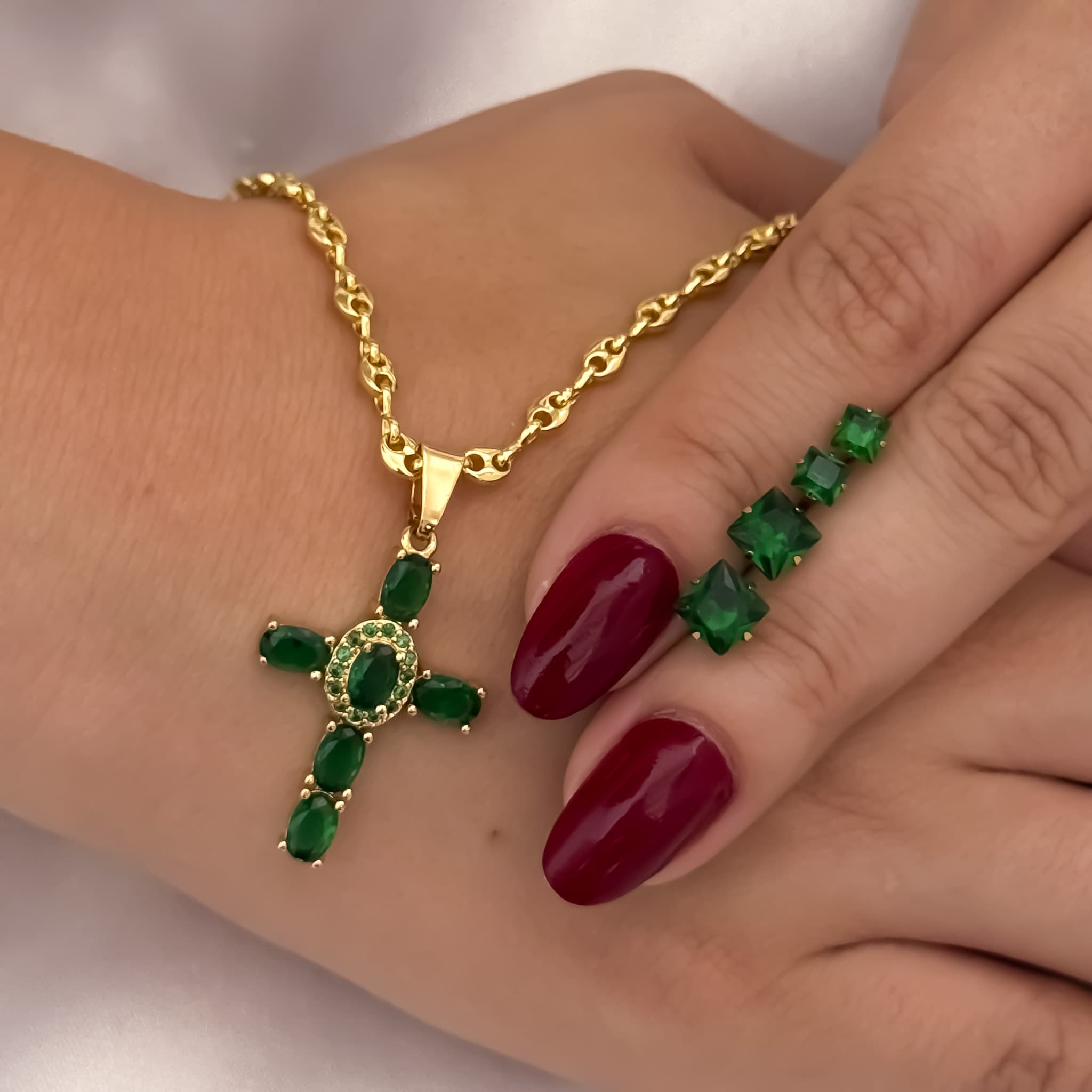 Cadena Gucci + Crz Verde + Par Topos