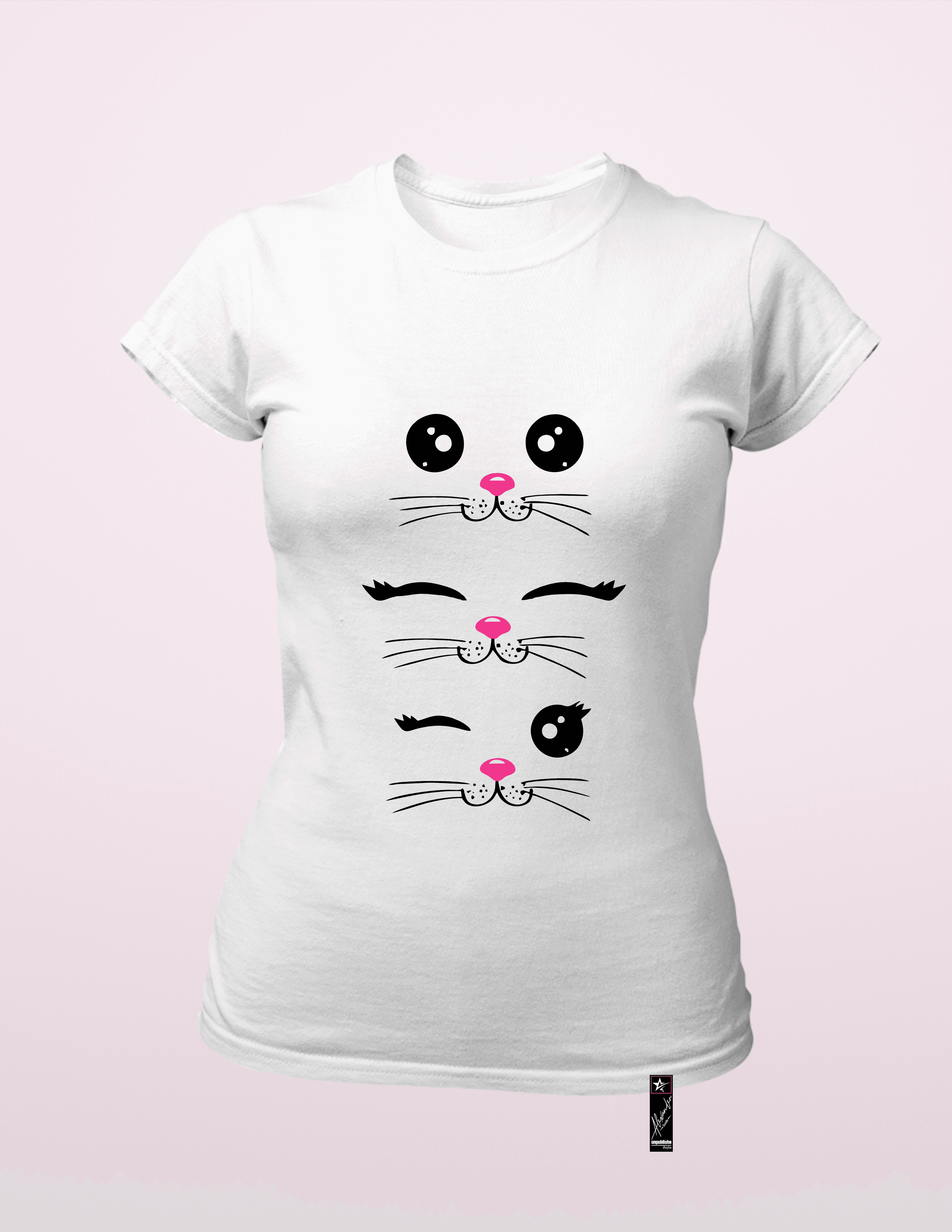 Camiseta Mujer Diseño Gatito