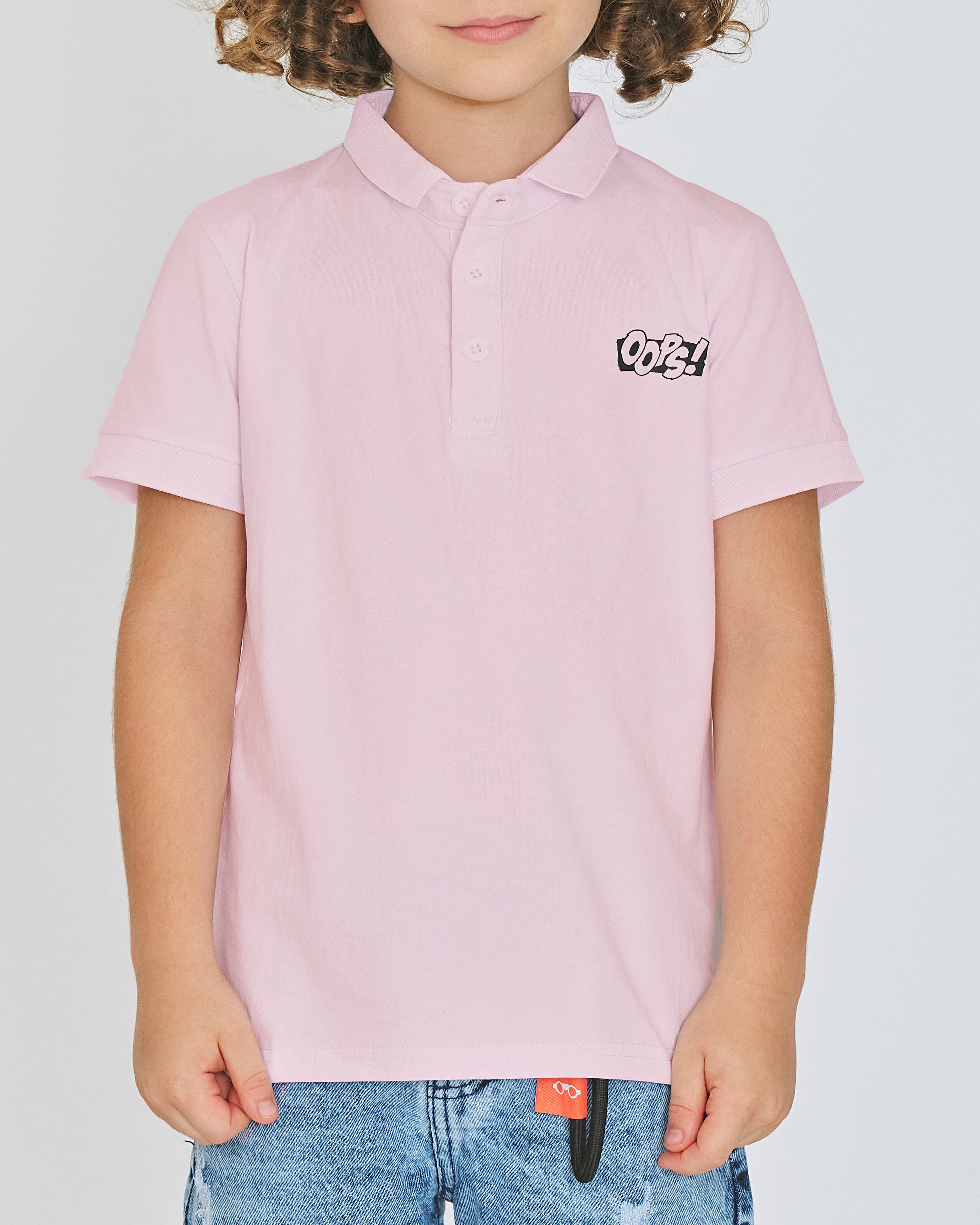 Camiseta tipo polo niño rosado