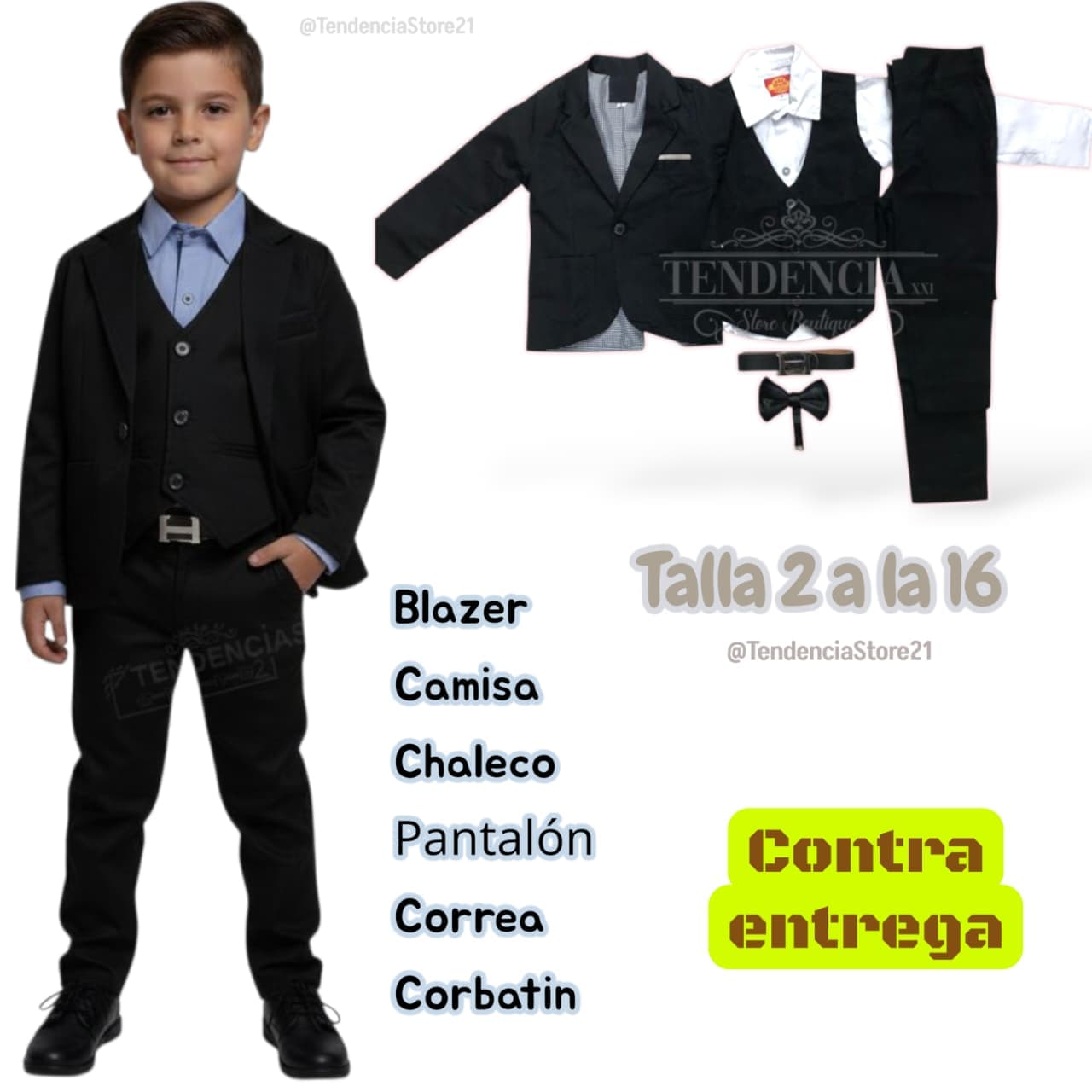 Conj niño 6/P con chaleco y corbatín