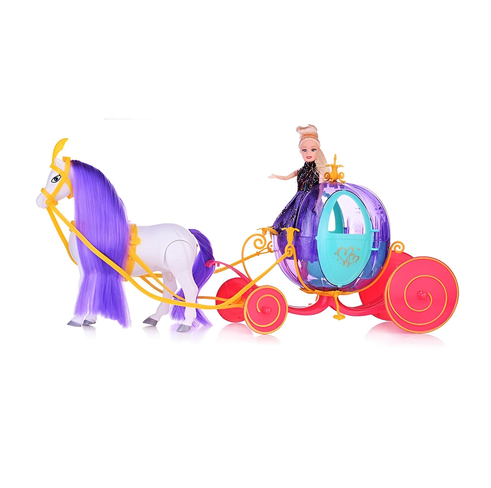 Carro Carruaje Muñeca Princesa Con Cabal