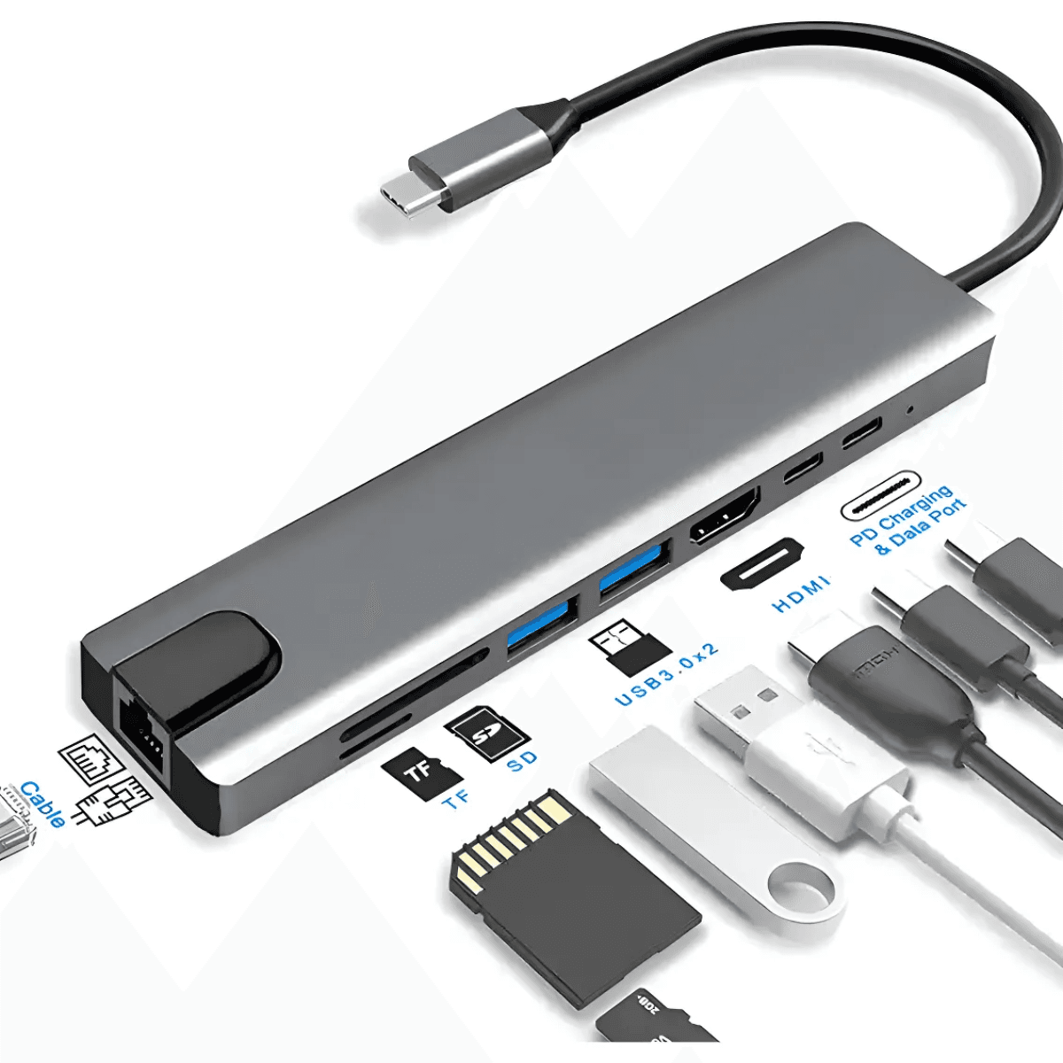 Hub Adaptador Usb C 8 En 1 Multipuerto