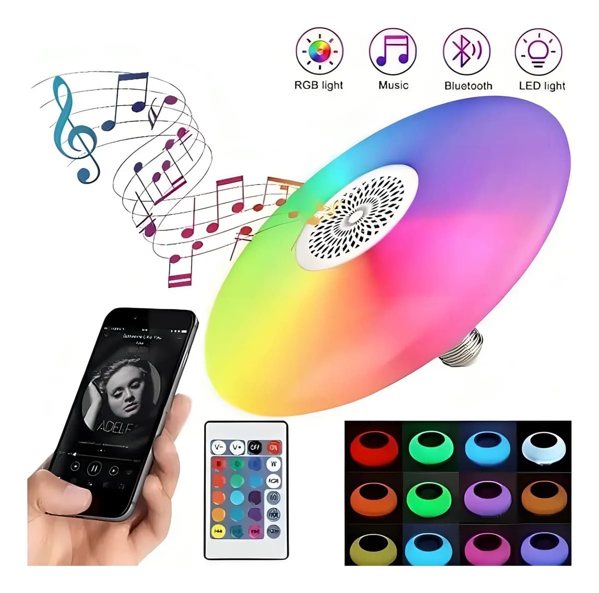 Lampara Bombillo Musical UFO RGB 24W