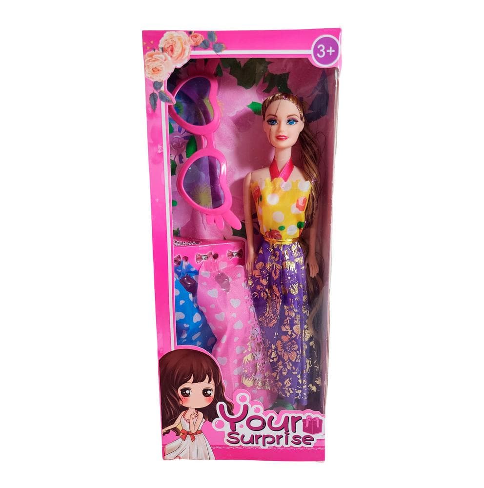 Muñeca Con Vestidos + Gafas De Juguete