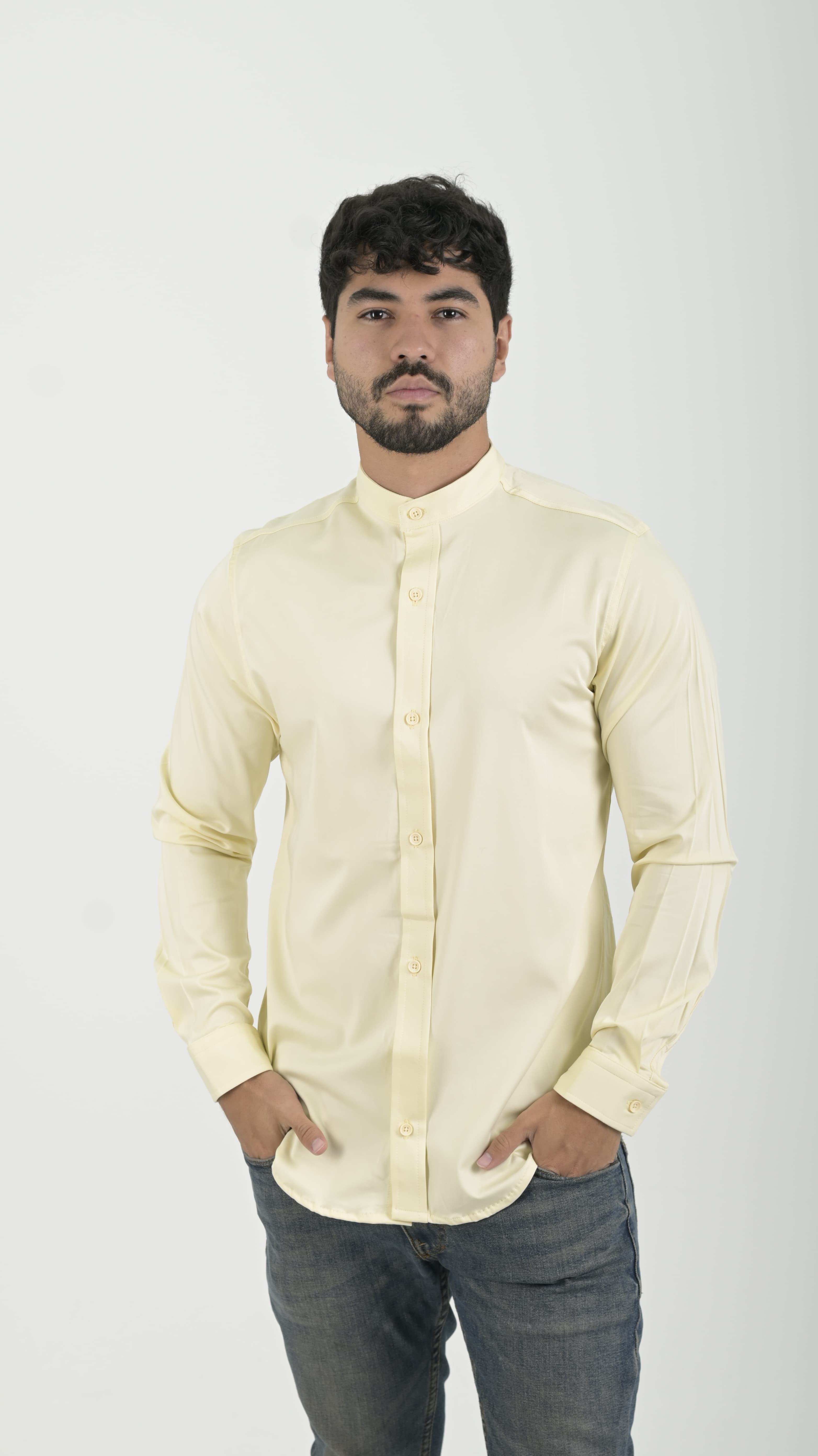 Camisa Seda fria manga larga Mantequill