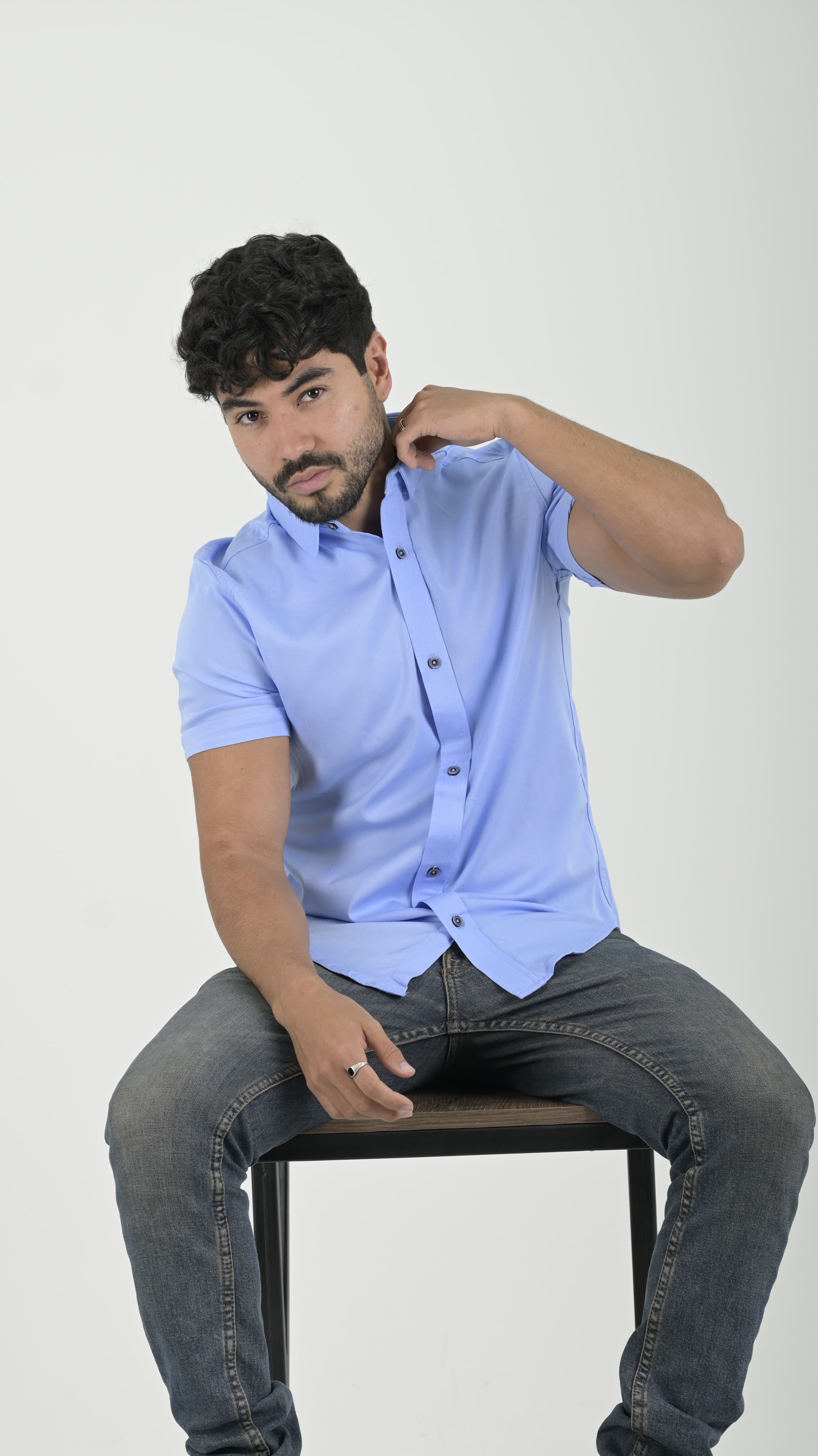 Camisa Chalis cuello Clasico Azul bebe