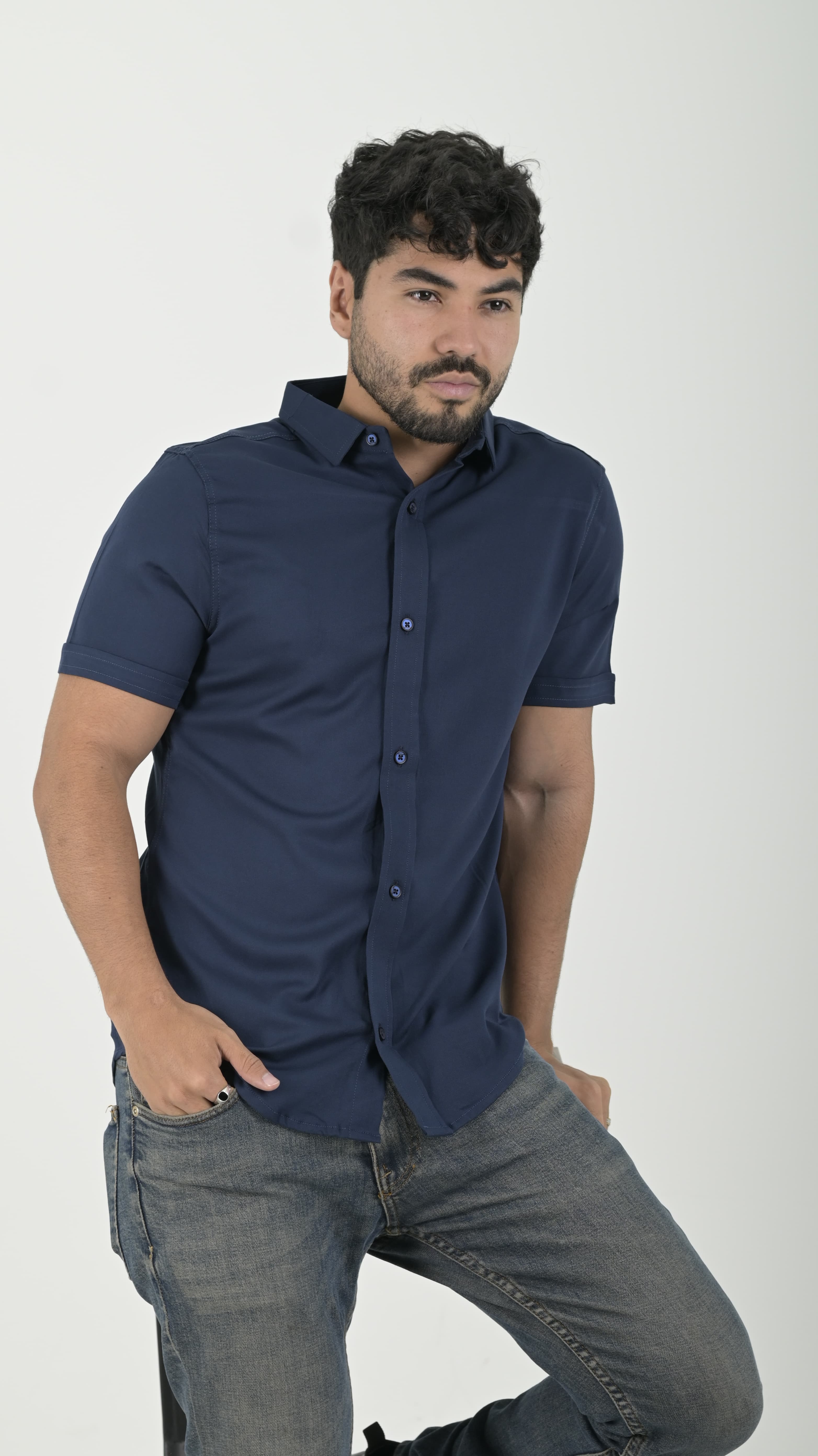 Camisa Chalis cuello Clasico Navy