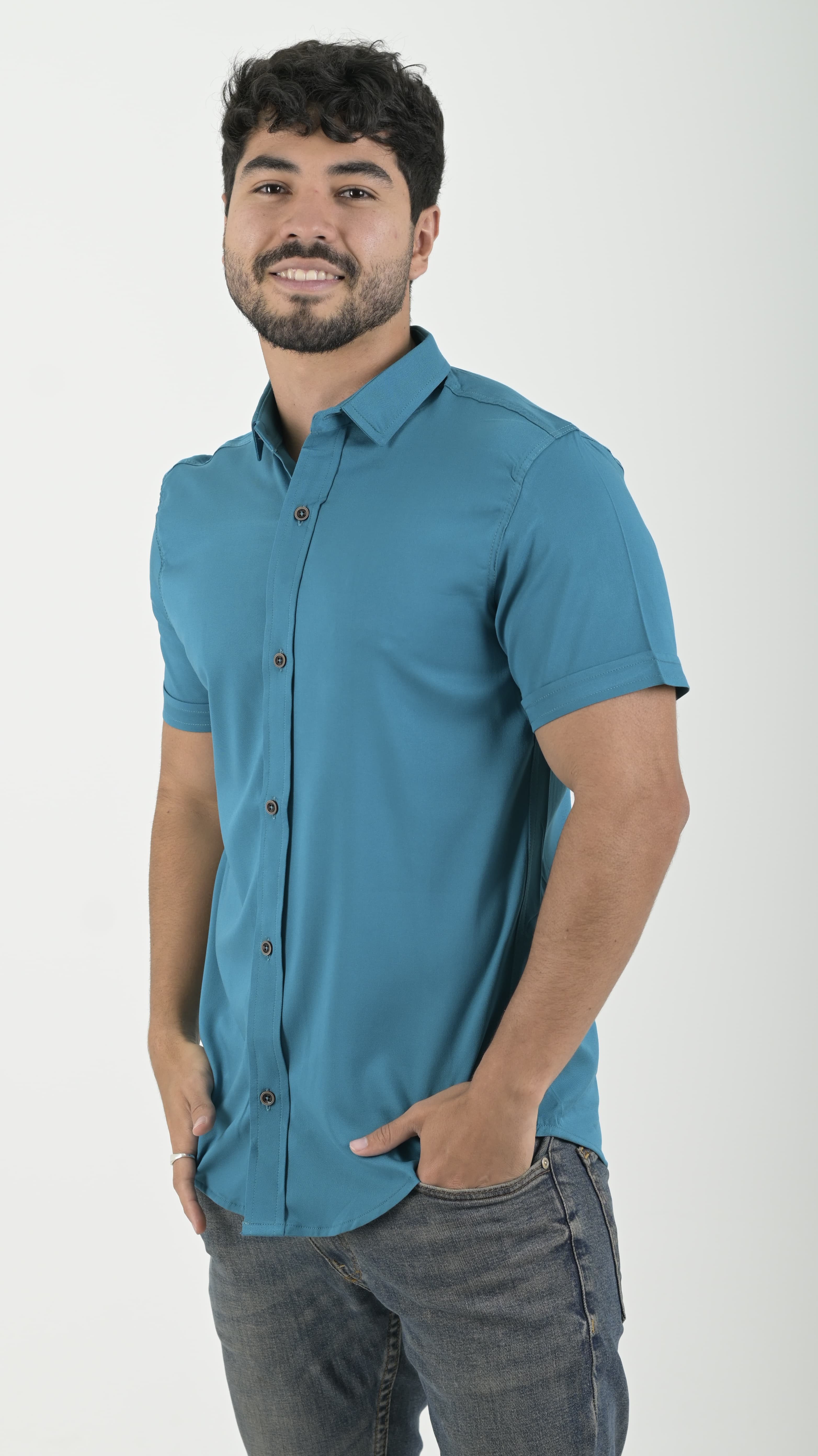 Camisa Chalis cuello Clasico Aguamarina