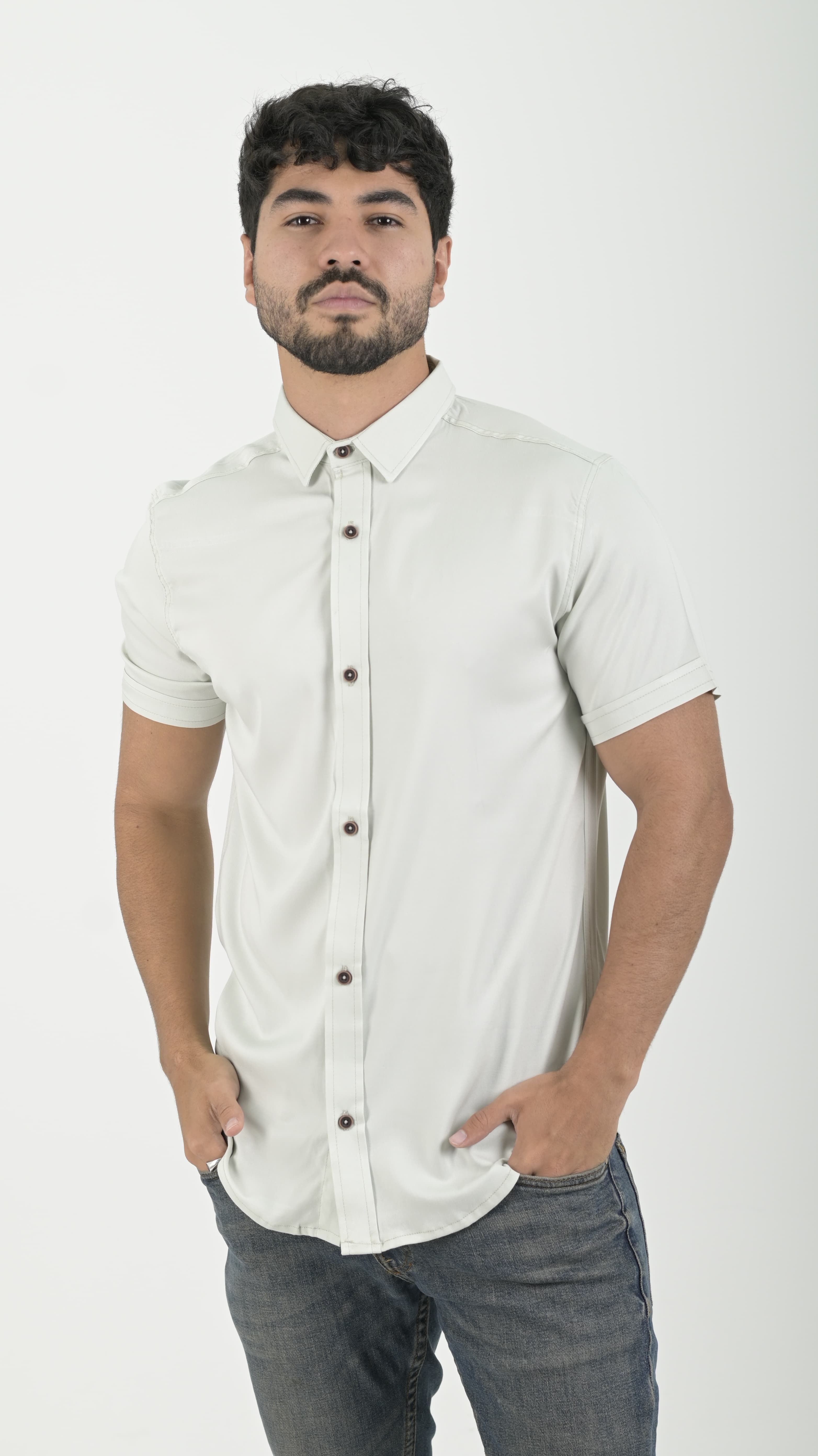 Camisa Chalis cuello Clasico Verde hielo