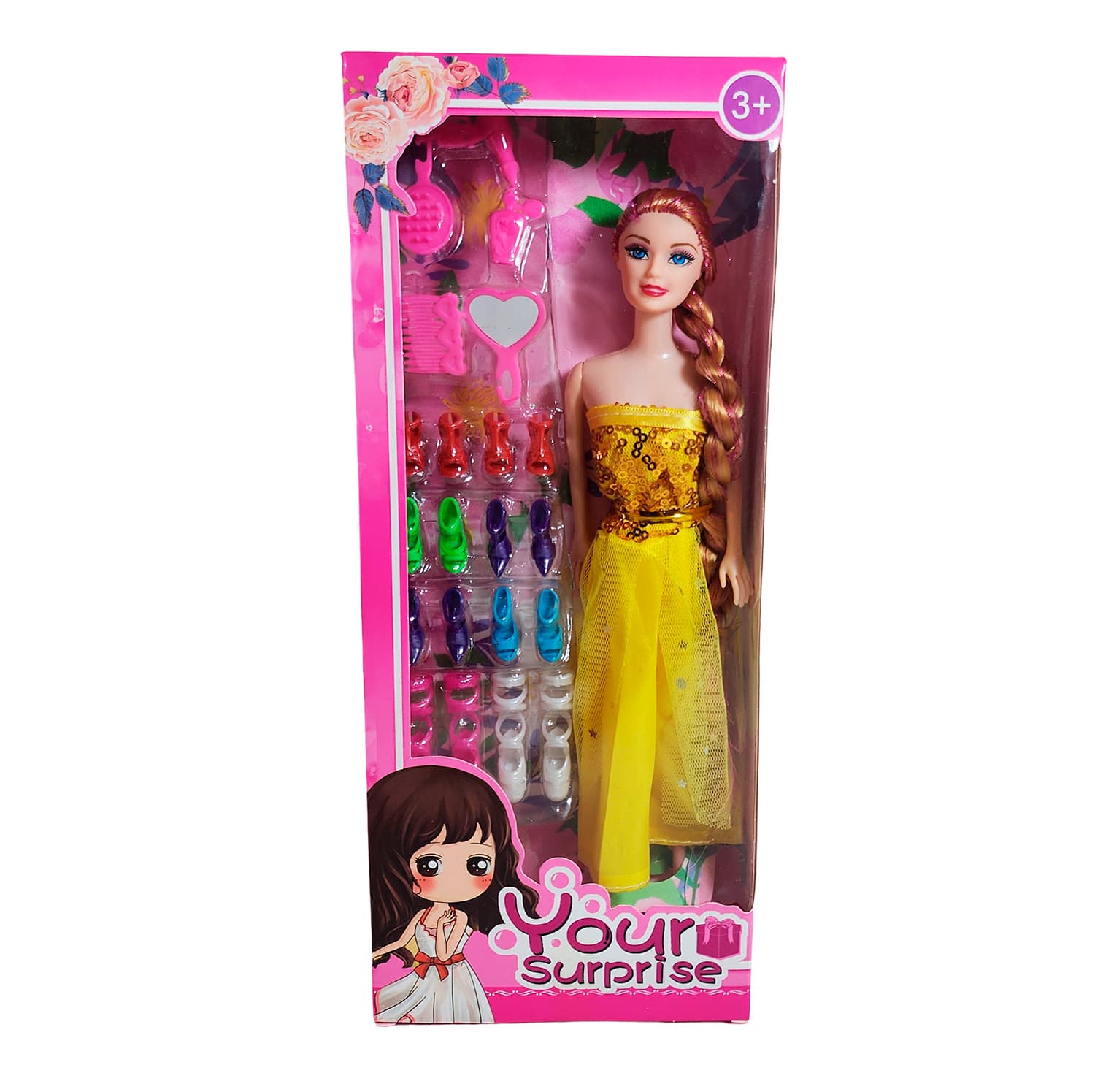 Muñeca Con Vestido Elegante + Set De Zap