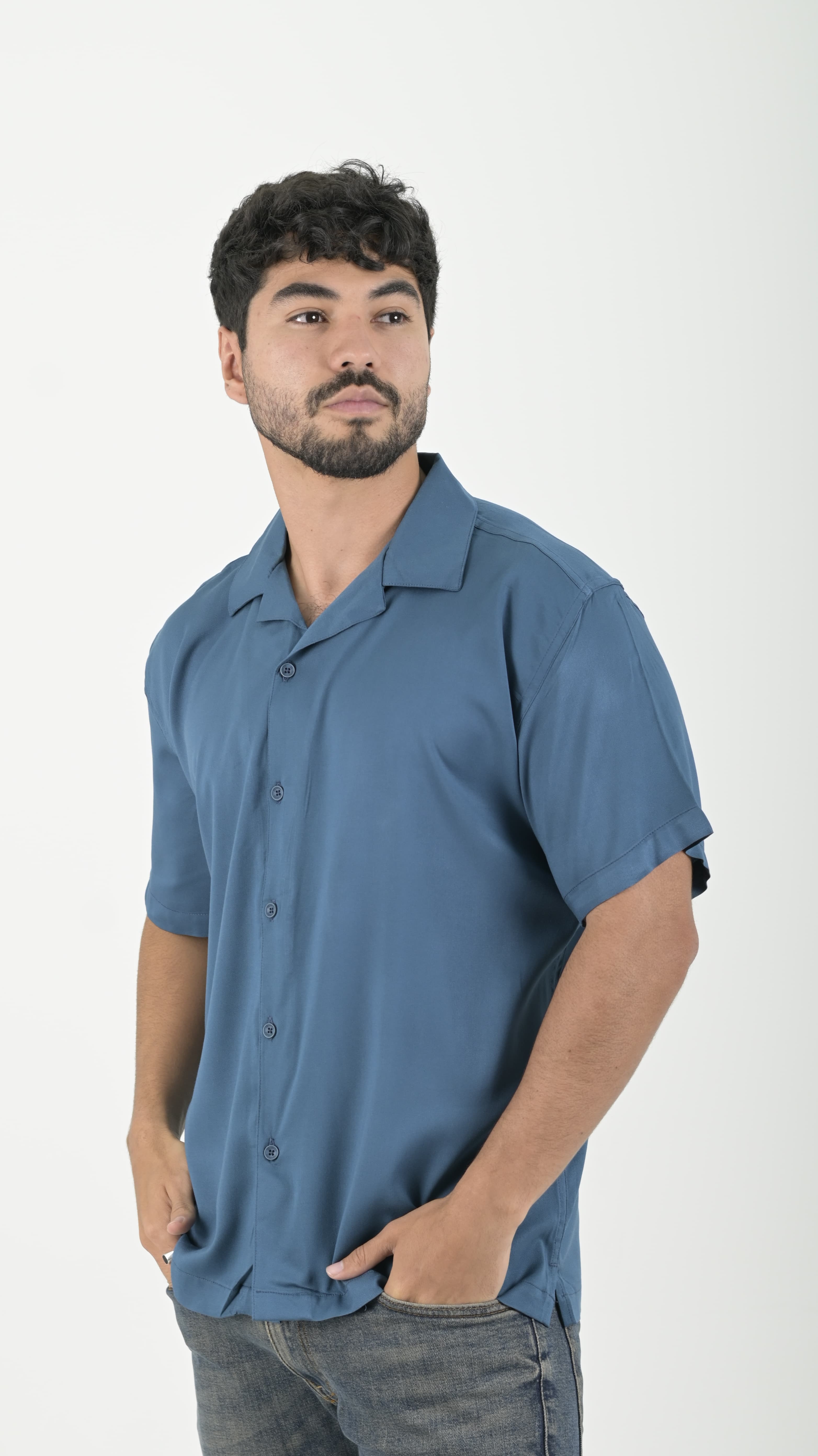 Camisa Box fit Petroleo