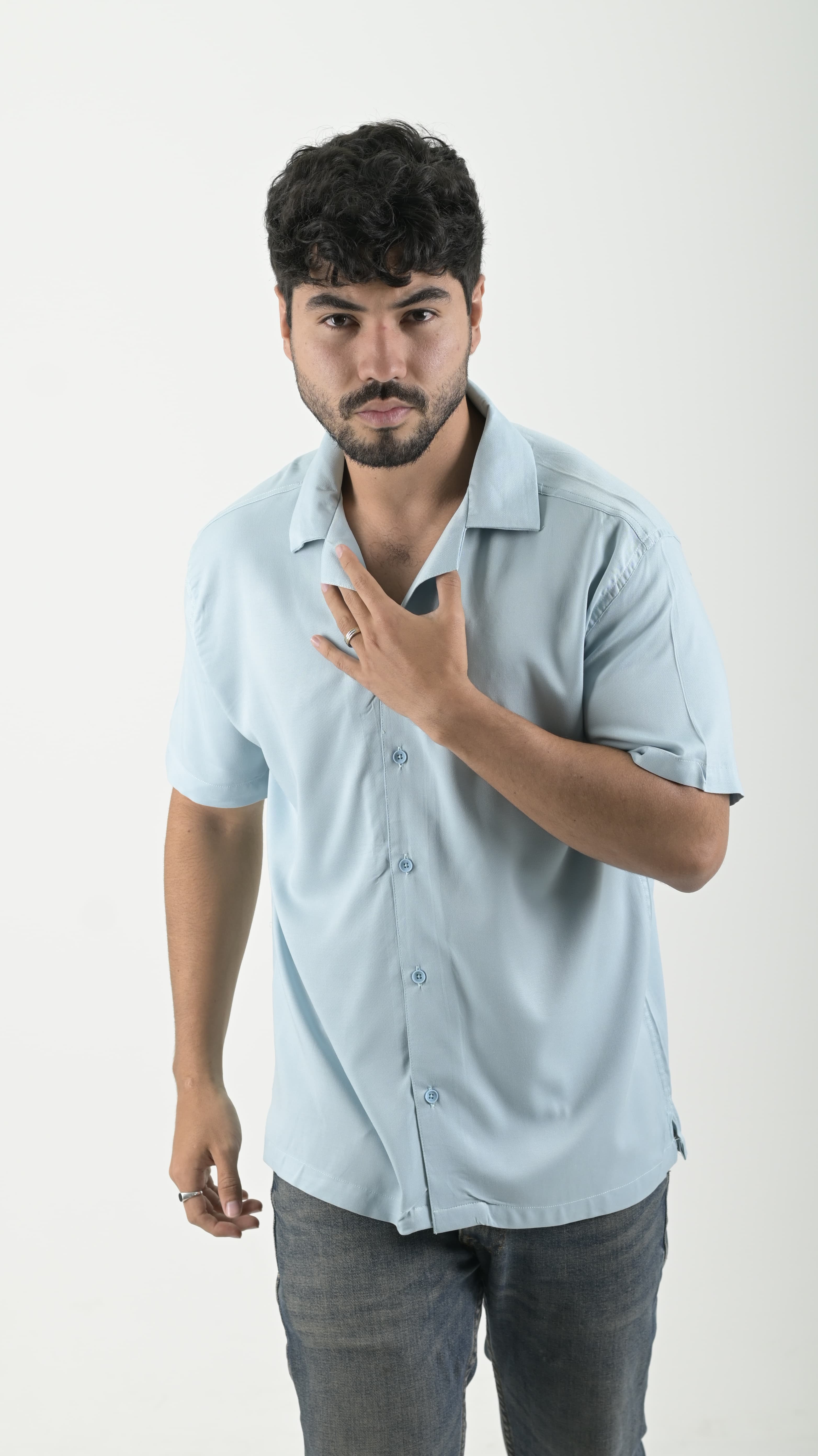 Camisa Box fit Aguamarina