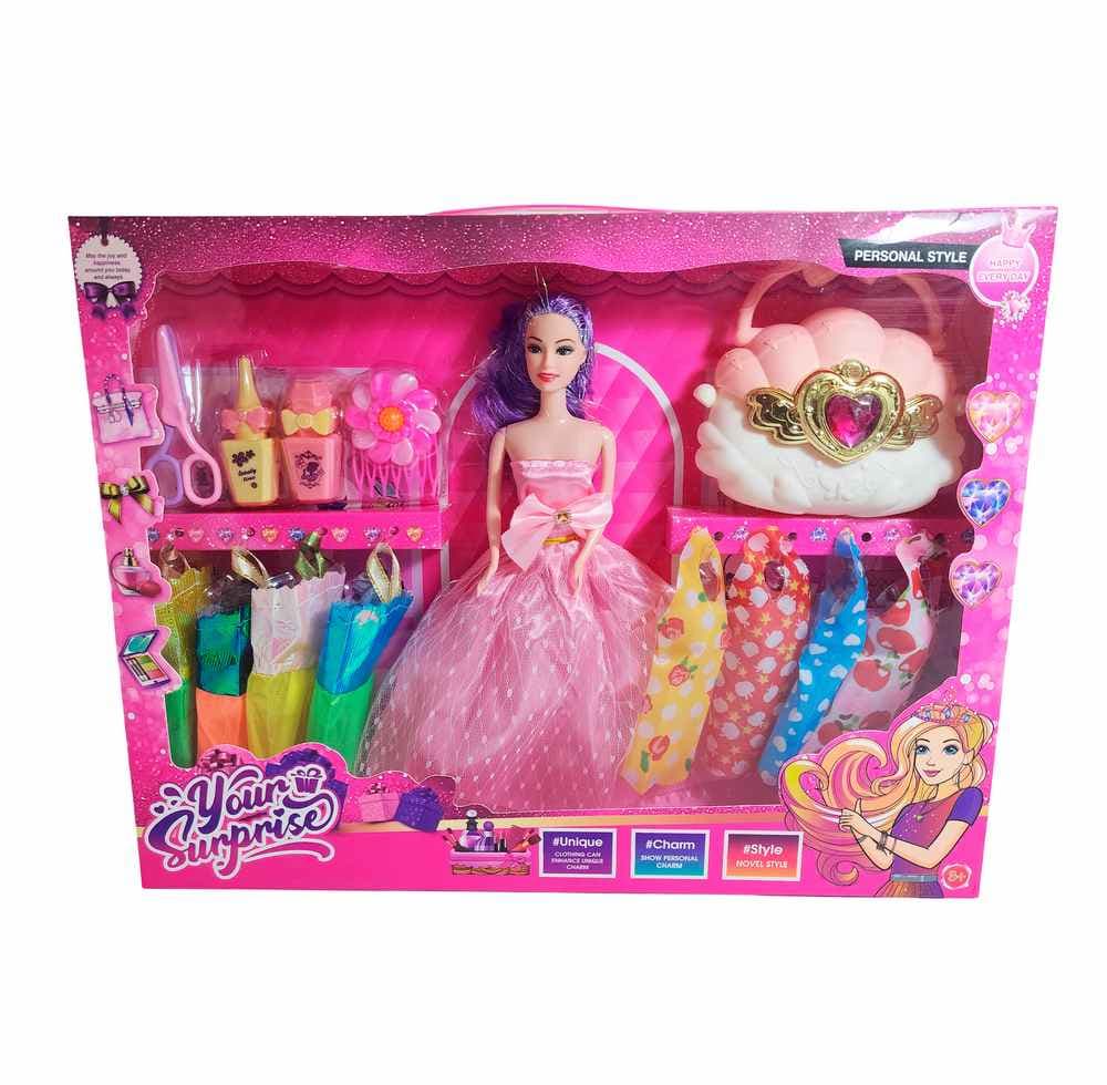 Muñeca Vestidos Elegantes Con Bolso + Ac