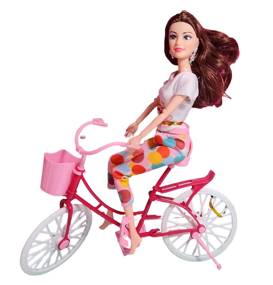 Muñeca En Bicicleta Juguete Niñas + Masc
