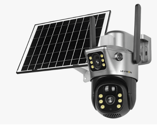 Cámara Seguridad Panel Solar Doble lente