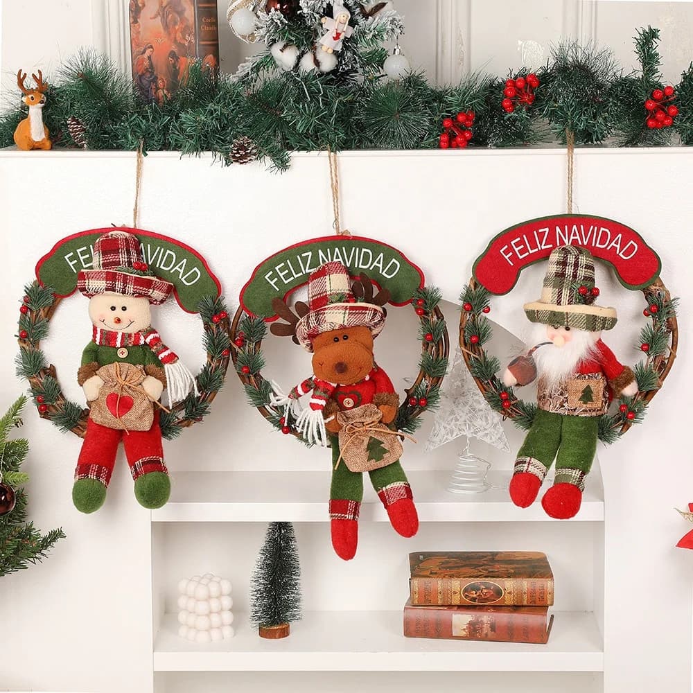Papá Noel Y Muñecos De puerta colgante
