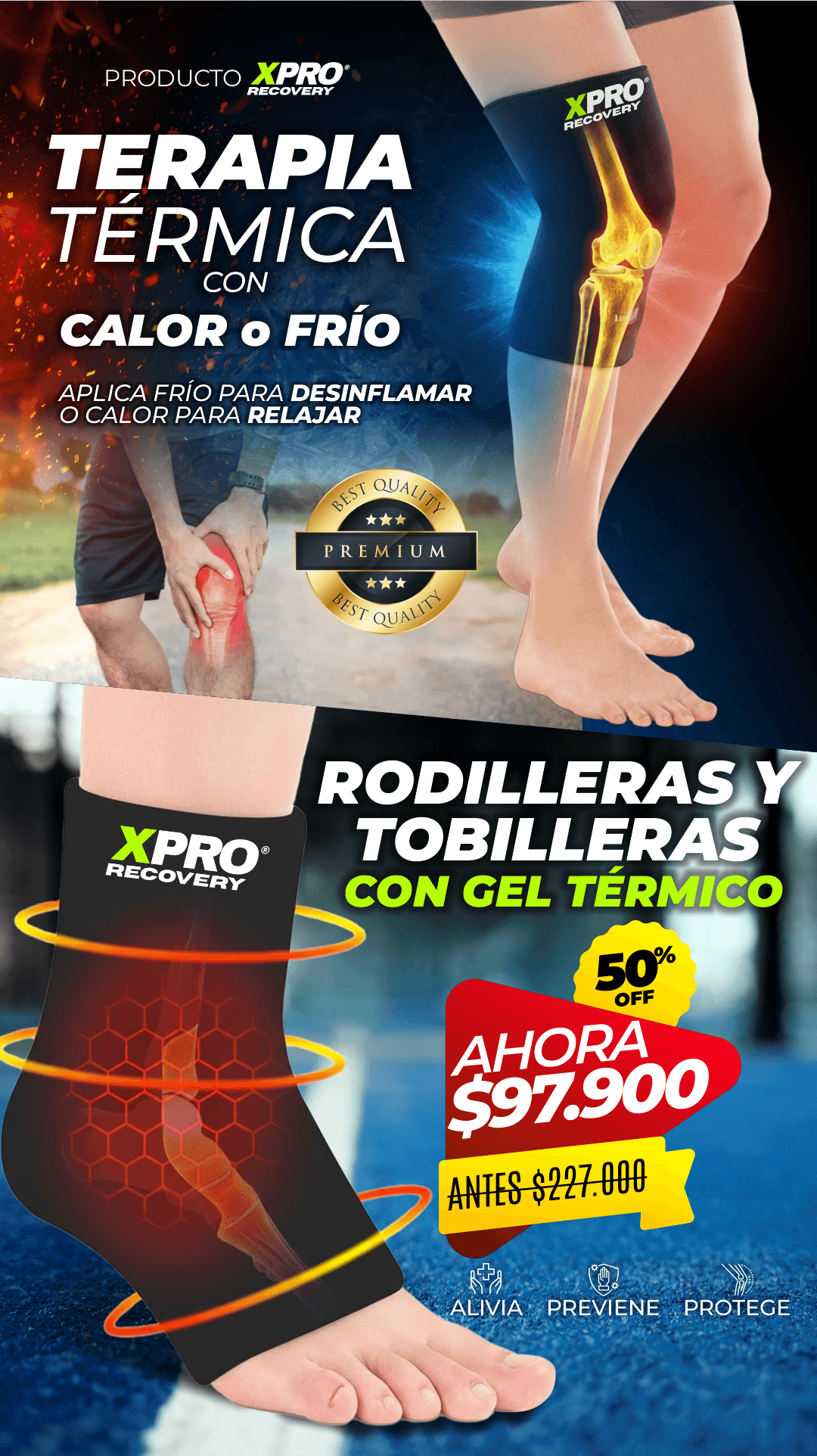 COMBO TOBILLERA + RODILLERA GEL TERMICO