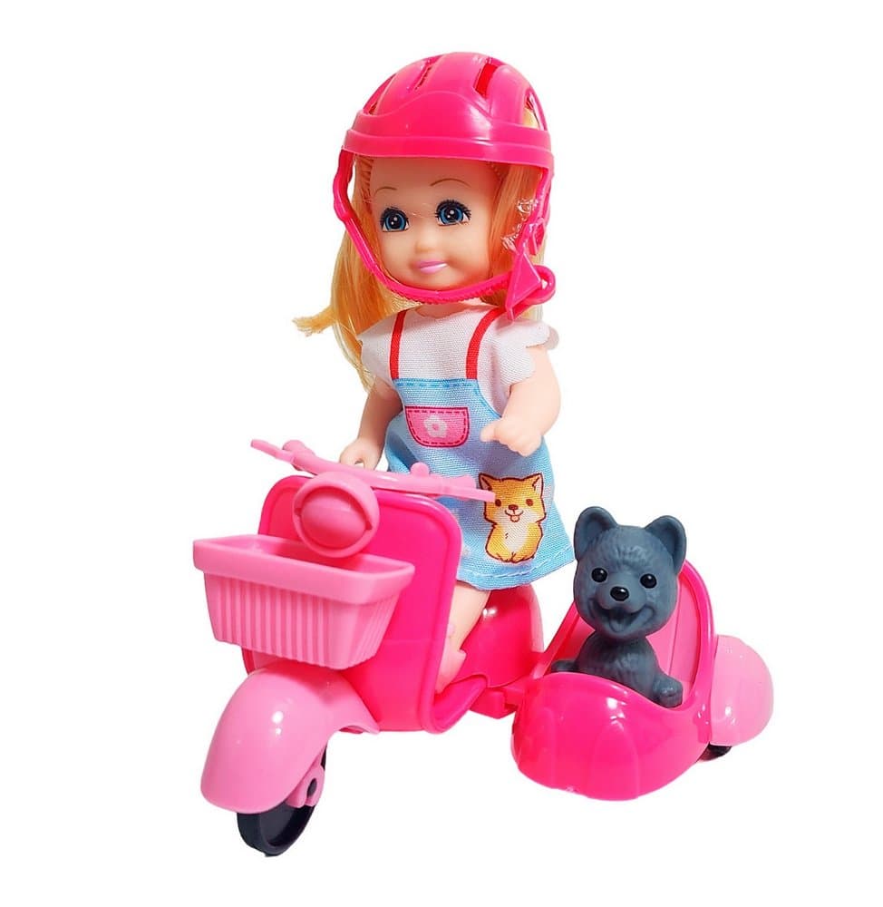 Muñeca En Moto Mascota Moticicleta Jugue